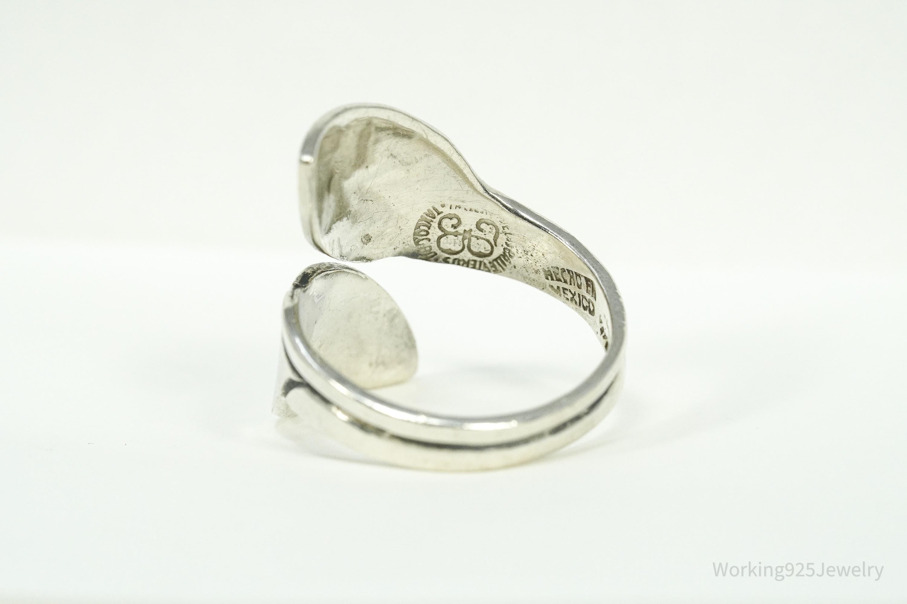RARE Vintage Mexico Modernist Los Ballesteros Sterling Silver Wrap Ring - Size 9.25