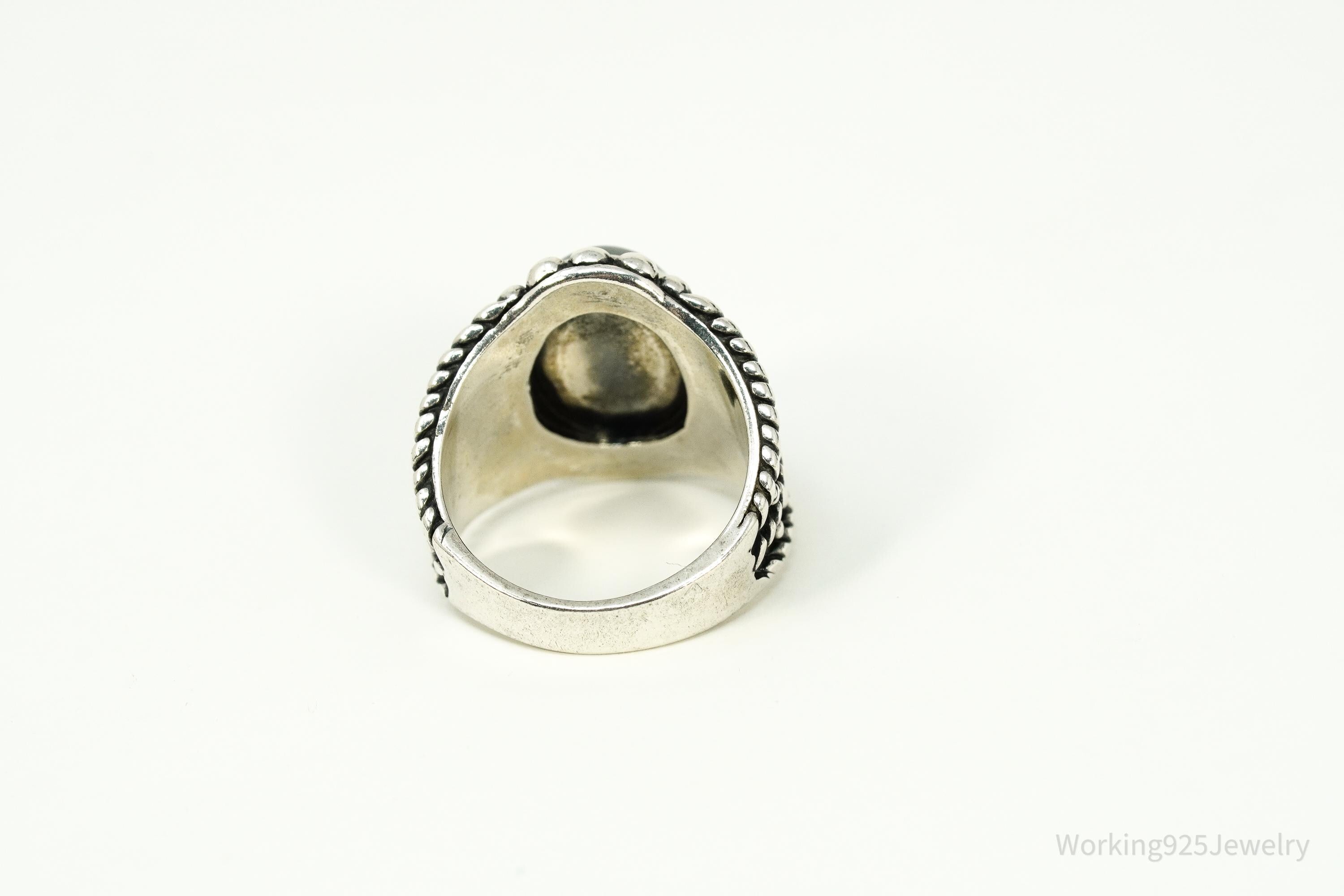 Vintage Native Designer Carolyn Pollack Relios Hematite Sterling Silver Ring - Size 6.25
