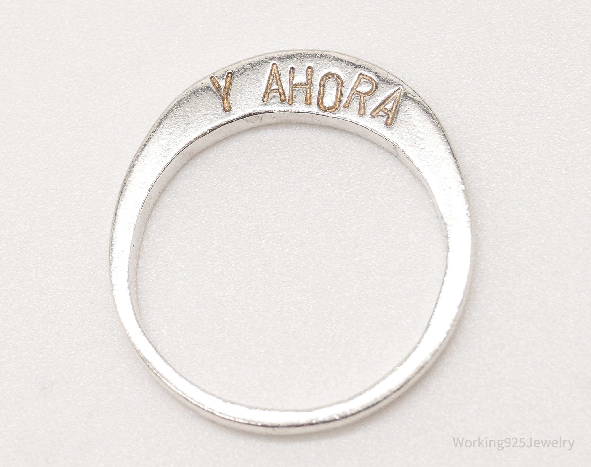 Vintage "Y Ahora / And Now" Silver Band Ring - Size 7.25