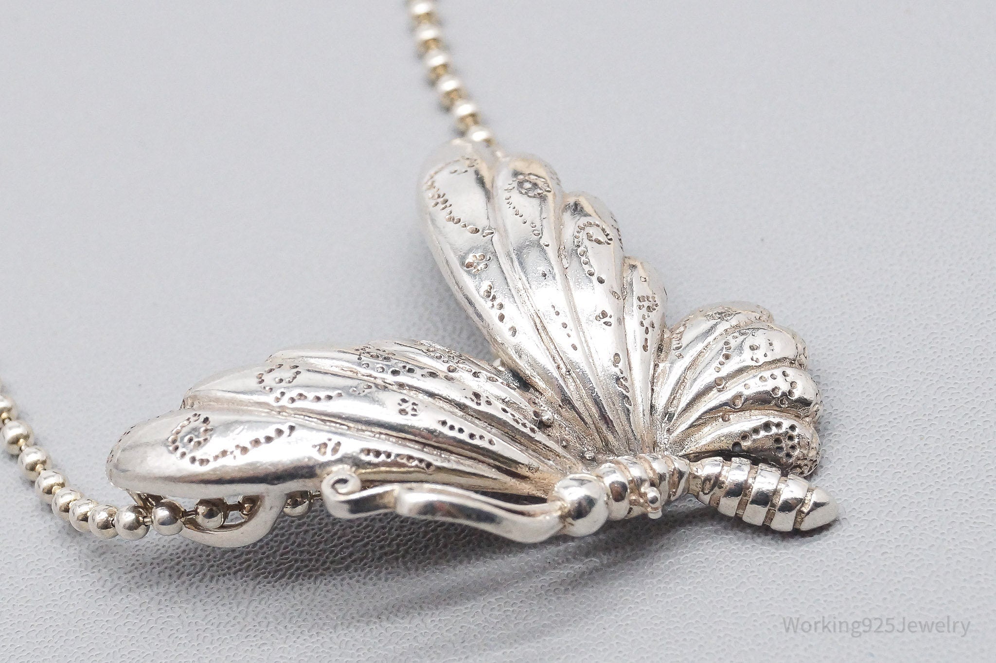 Vintage Butterfly Sterling Silver Necklace 24"