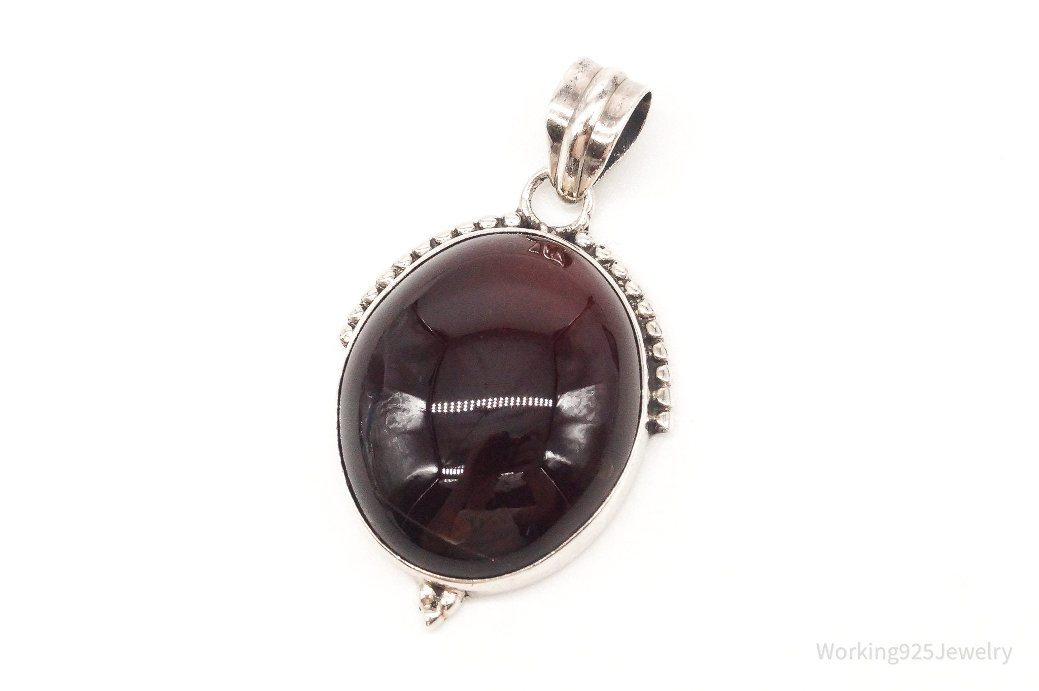 Vintage Large Red Agate Sterling Silver Pendant