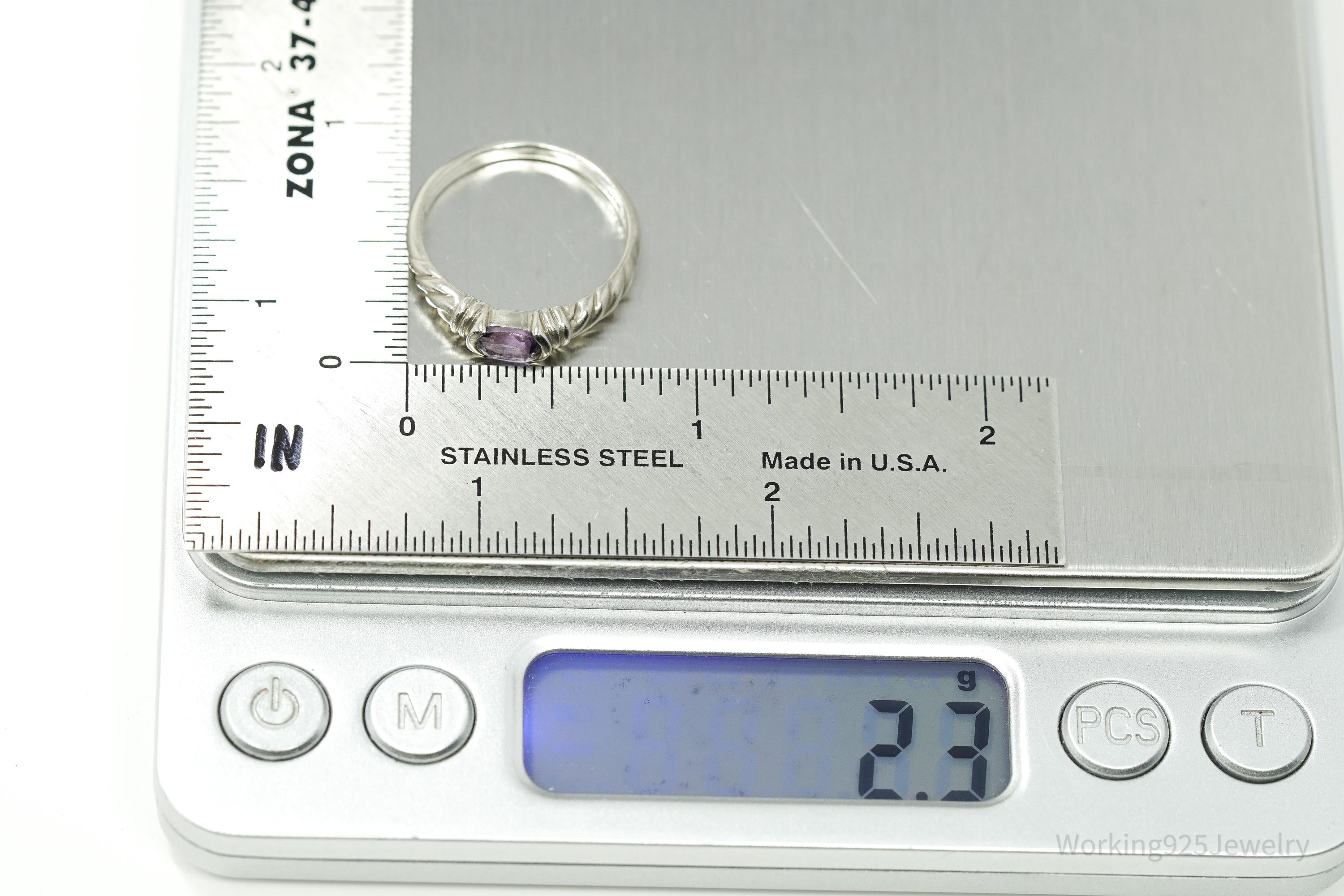 Vintage Amethyst Sterling Silver Ring - Size 7.75