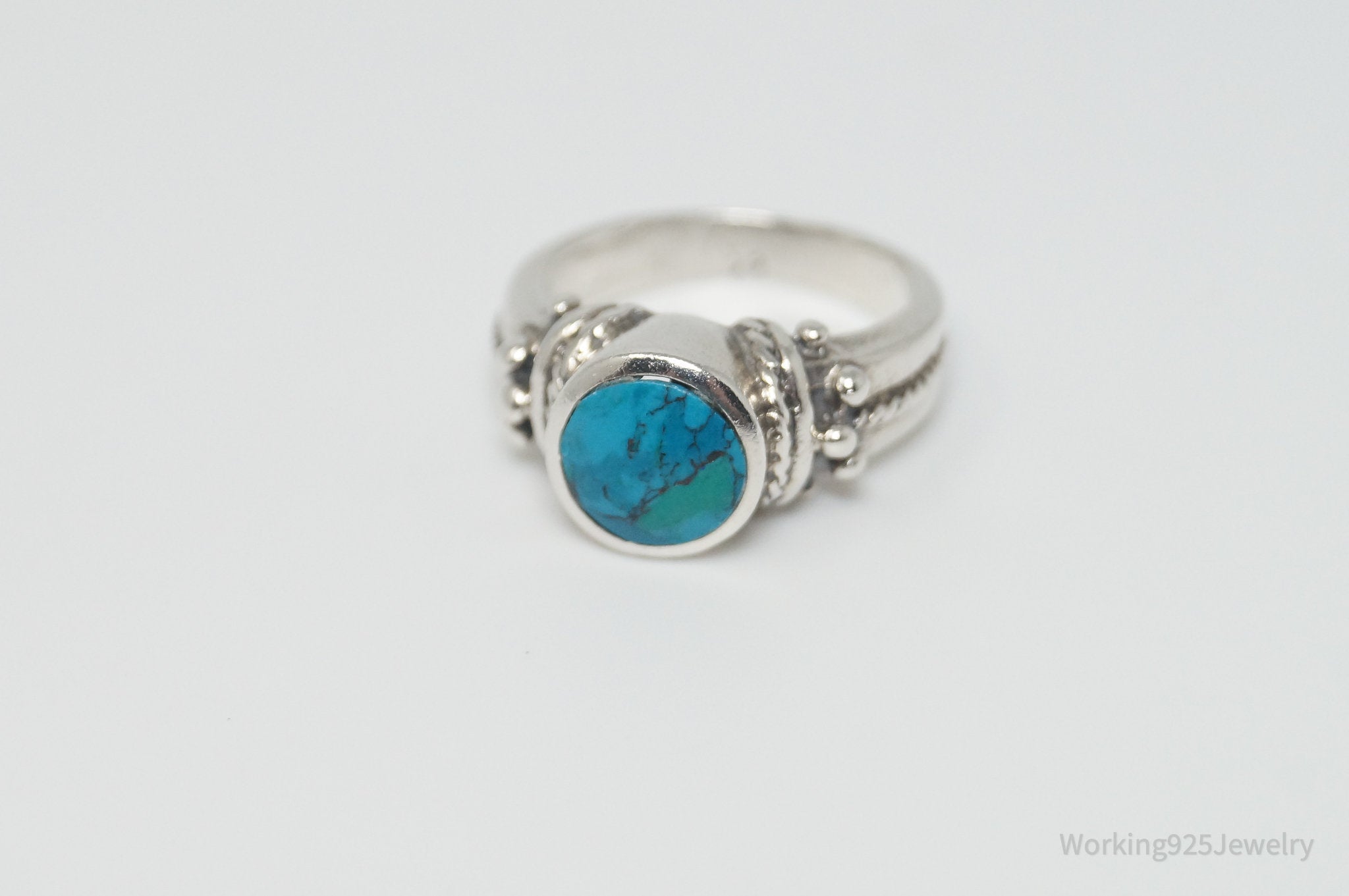 Vintage Turquoise Southwestern Sterling Silver Ring - Size 6