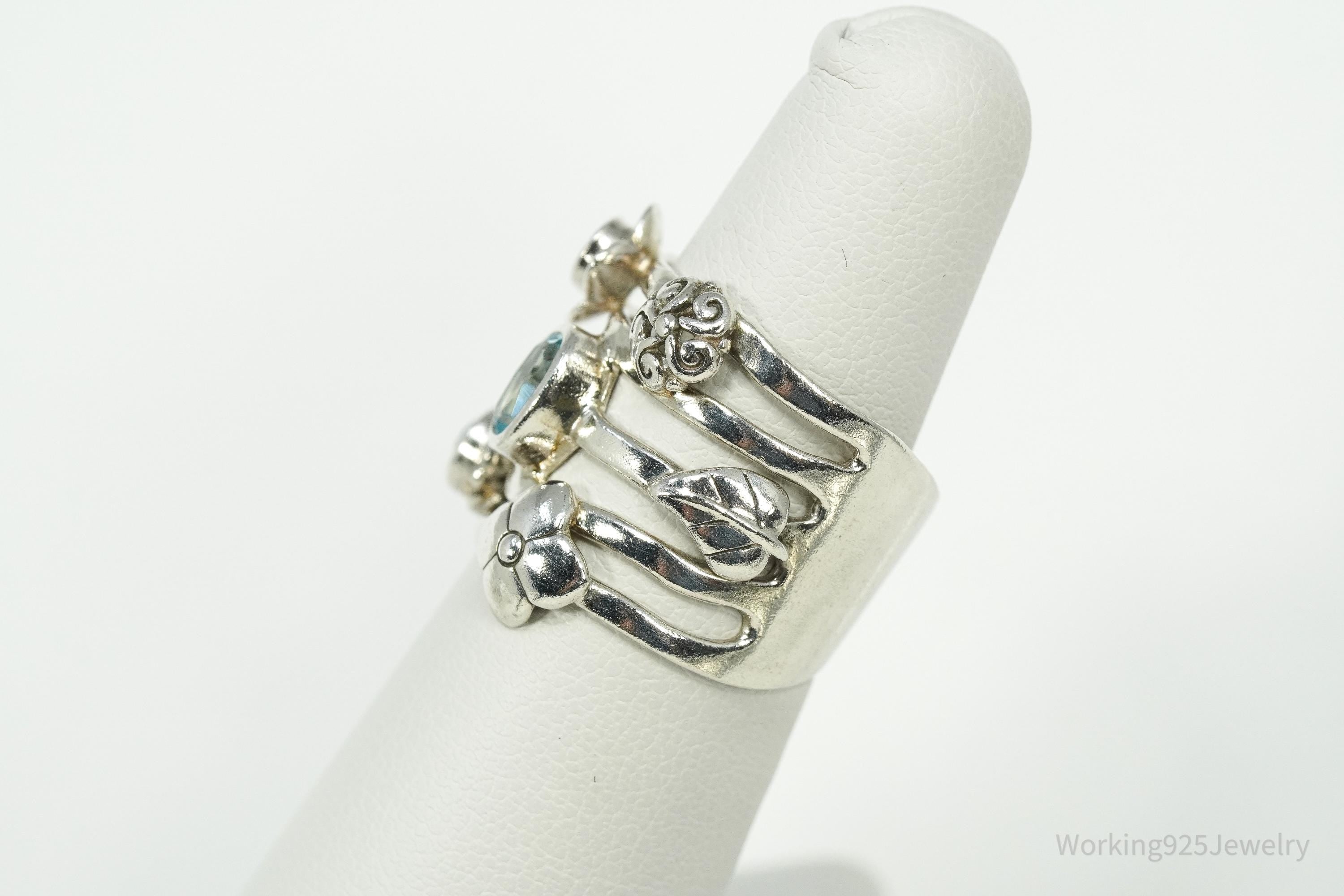 Vintage Janice Girardi Blue Topaz Sterling Silver Ring - Size 6.25