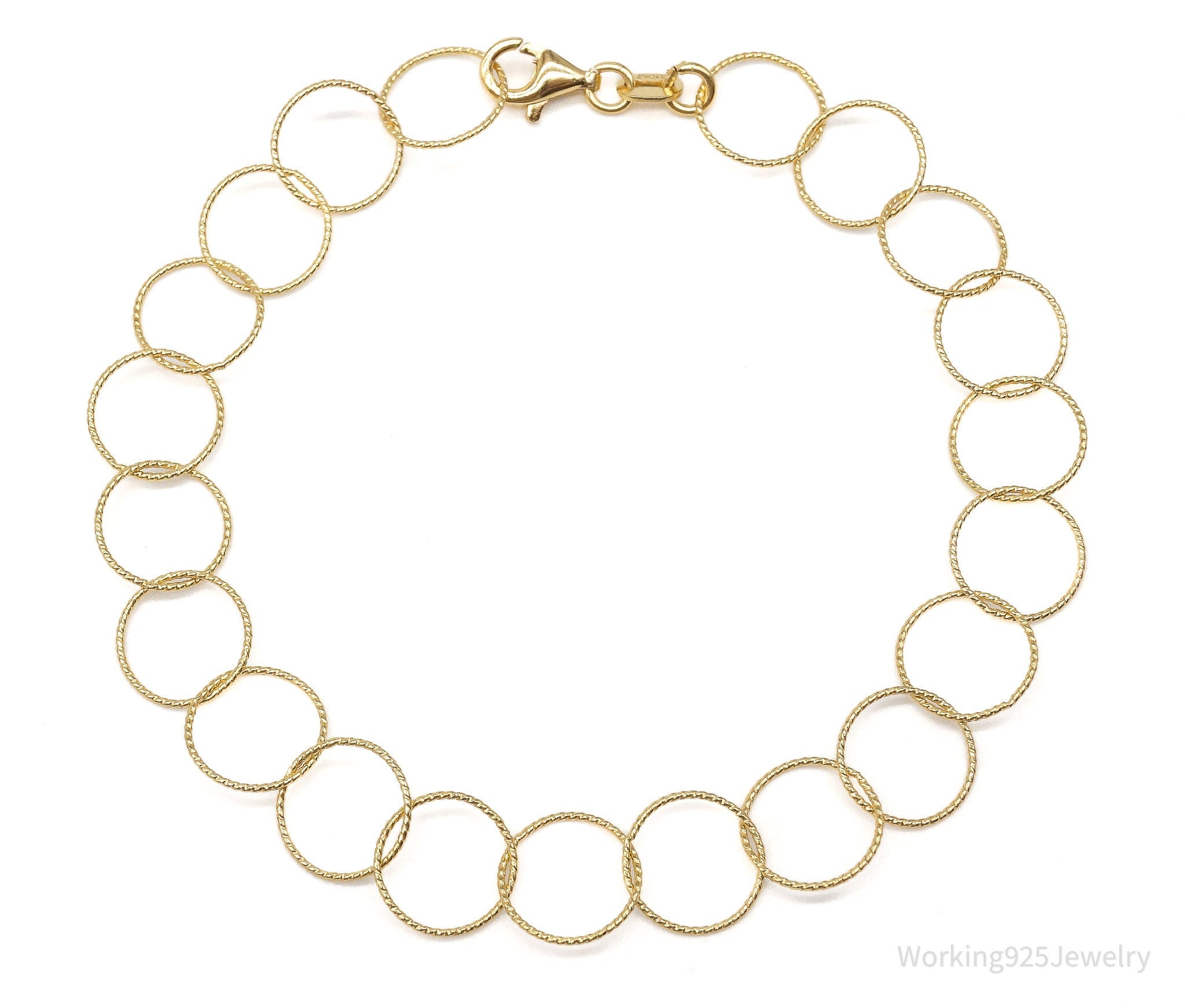 Vintage Danecraft Circle Chain Link Gold Vermeil Sterling Silver Bracelet