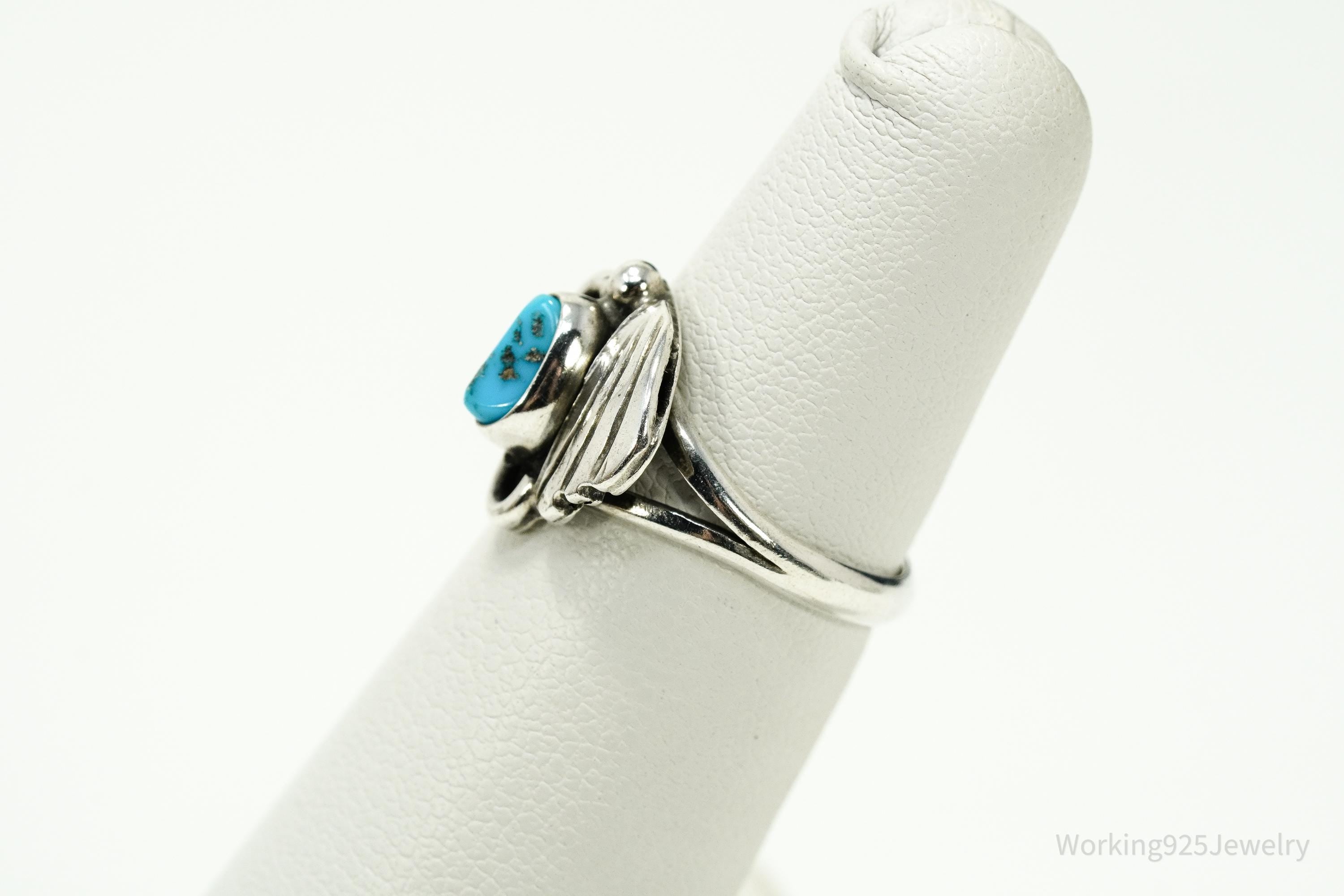 Vintage Native American Turquoise Sterling Silver Ring - Size 4.75