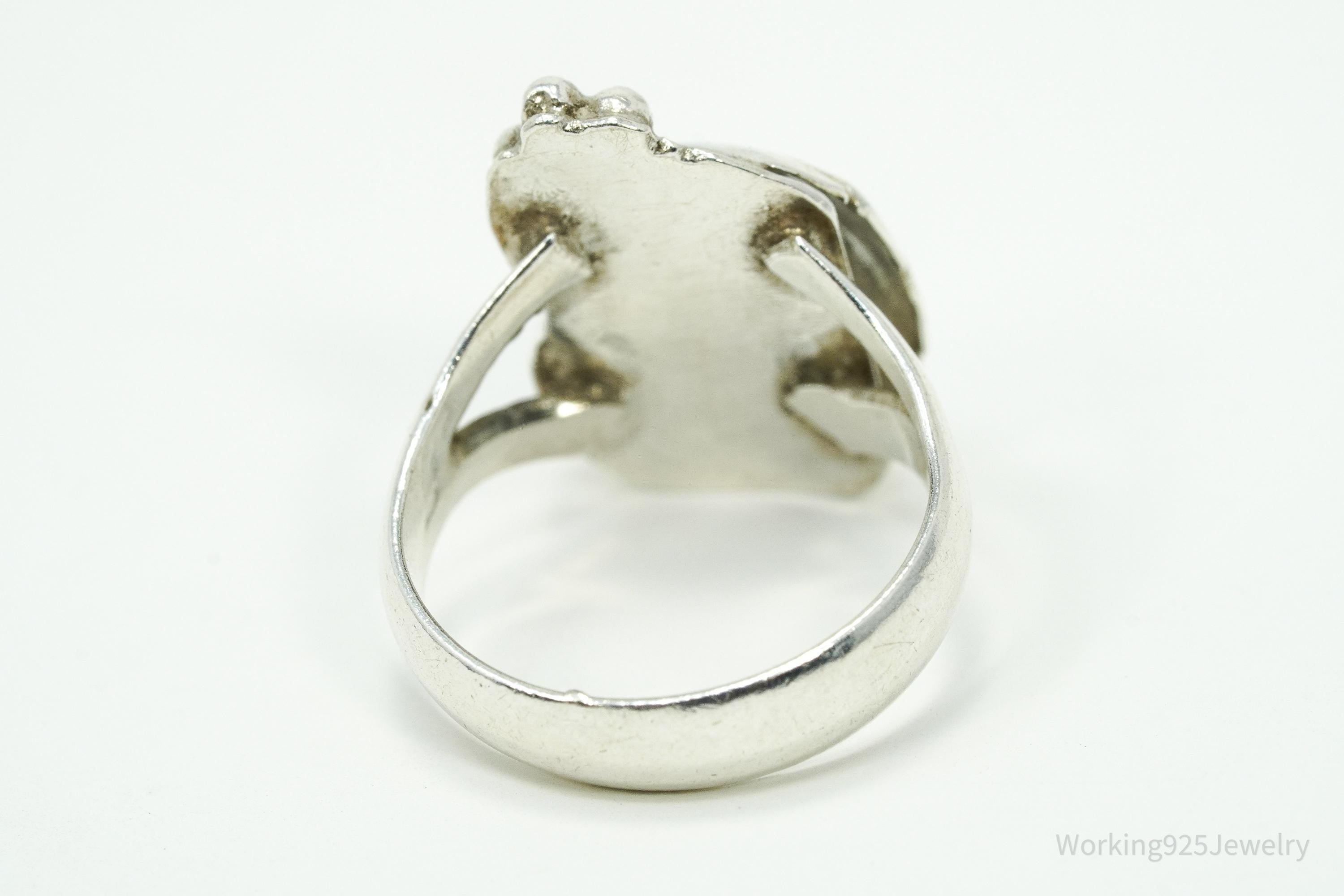 Vintage Native American Turquoise Silver Ring - Size 5