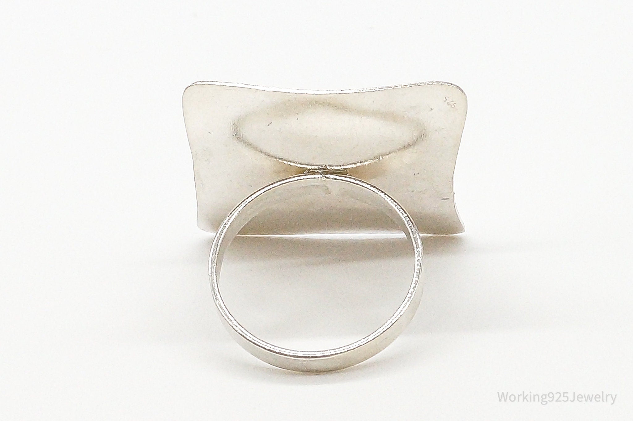 Vintage Large Modernist Sterling Silver Ring - SZ 8.75