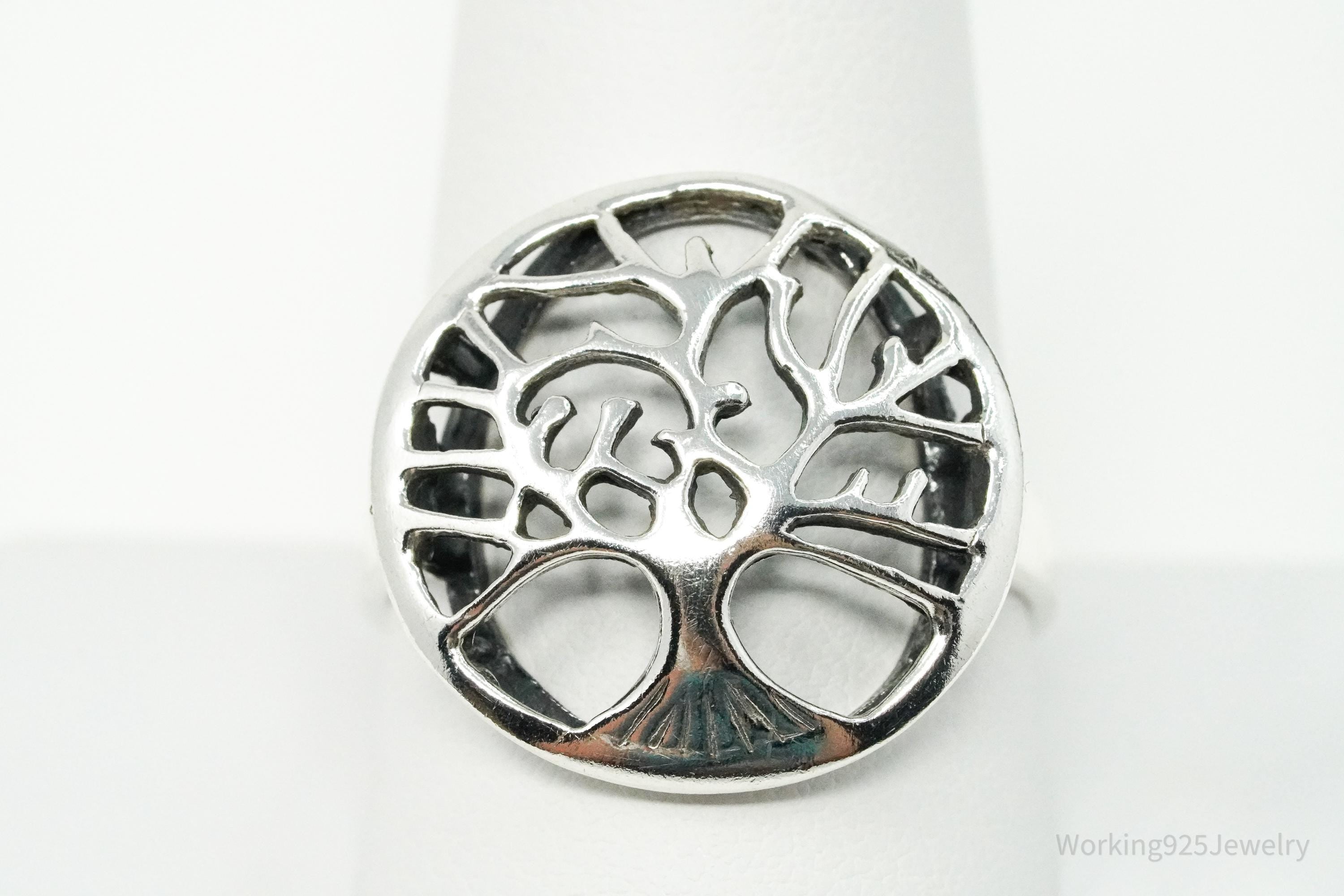 Vintage Tree Of Life Sterling Silver Ring - Size 11