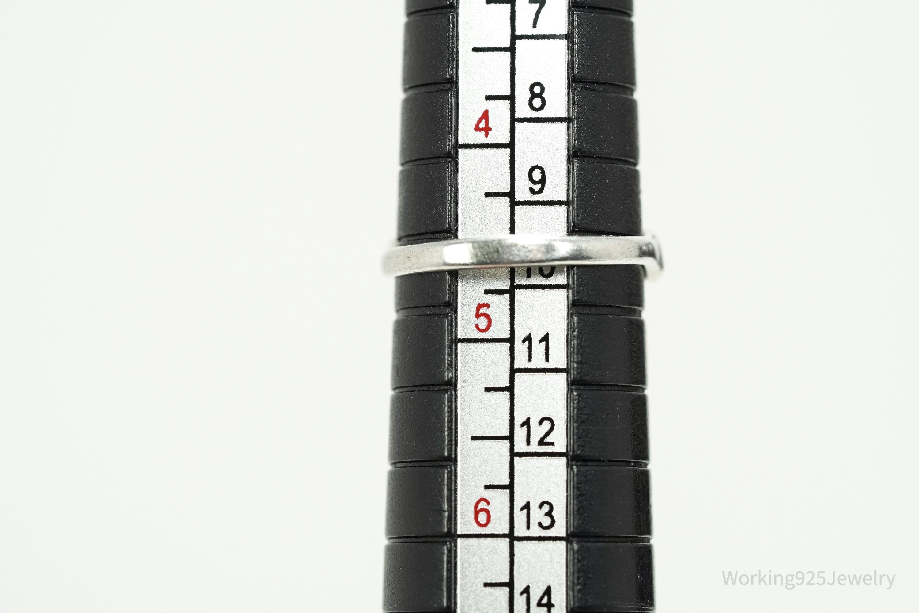 Vintage Native American Signed JP Turquoise Sterling Silver Ring - Size 4.5