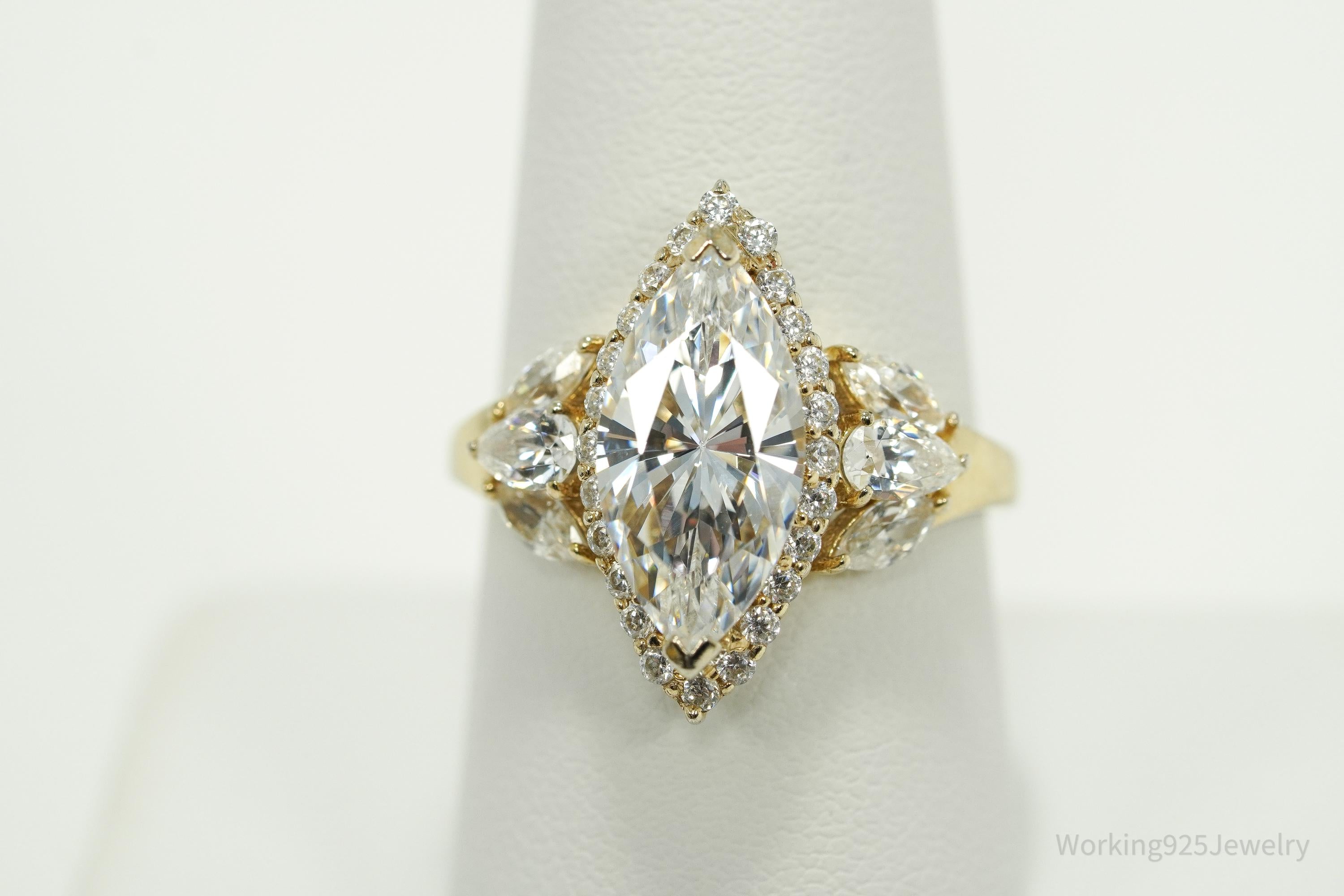 Designer Michael Valitutti Cubic Zirconia 14K Gold Over Sterling Silver Ring - Size 9