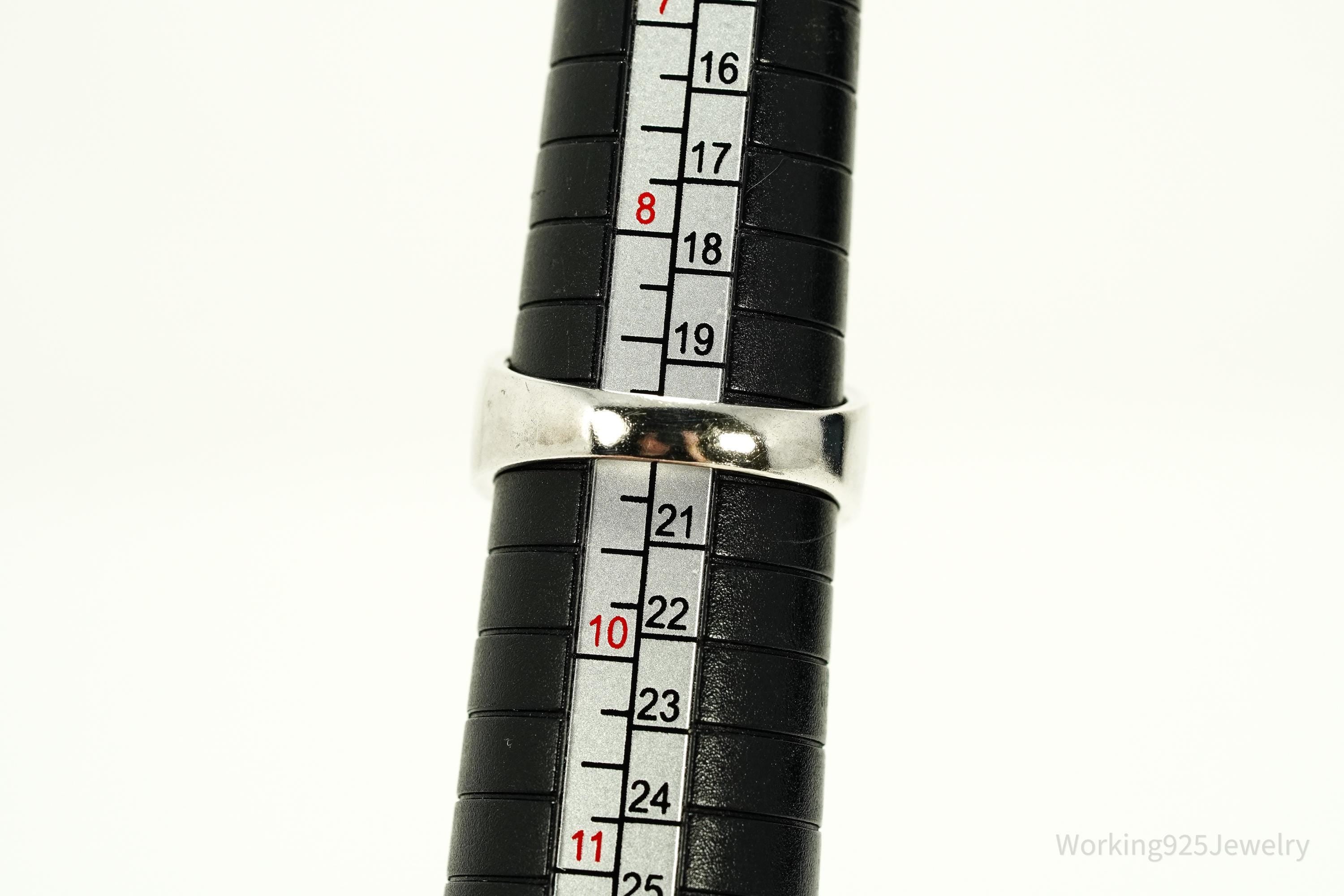Vintage Black Nephrite Jade Sterling Silver Ring - Size 9