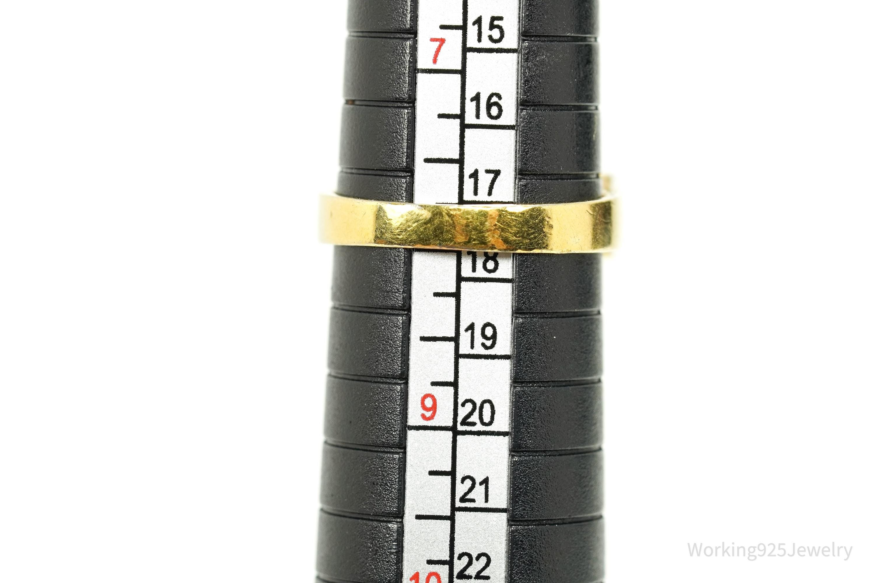 Vintage Ruby & Cubic Zirconia Gold Vermeil Sterling Silver Ring Size 8