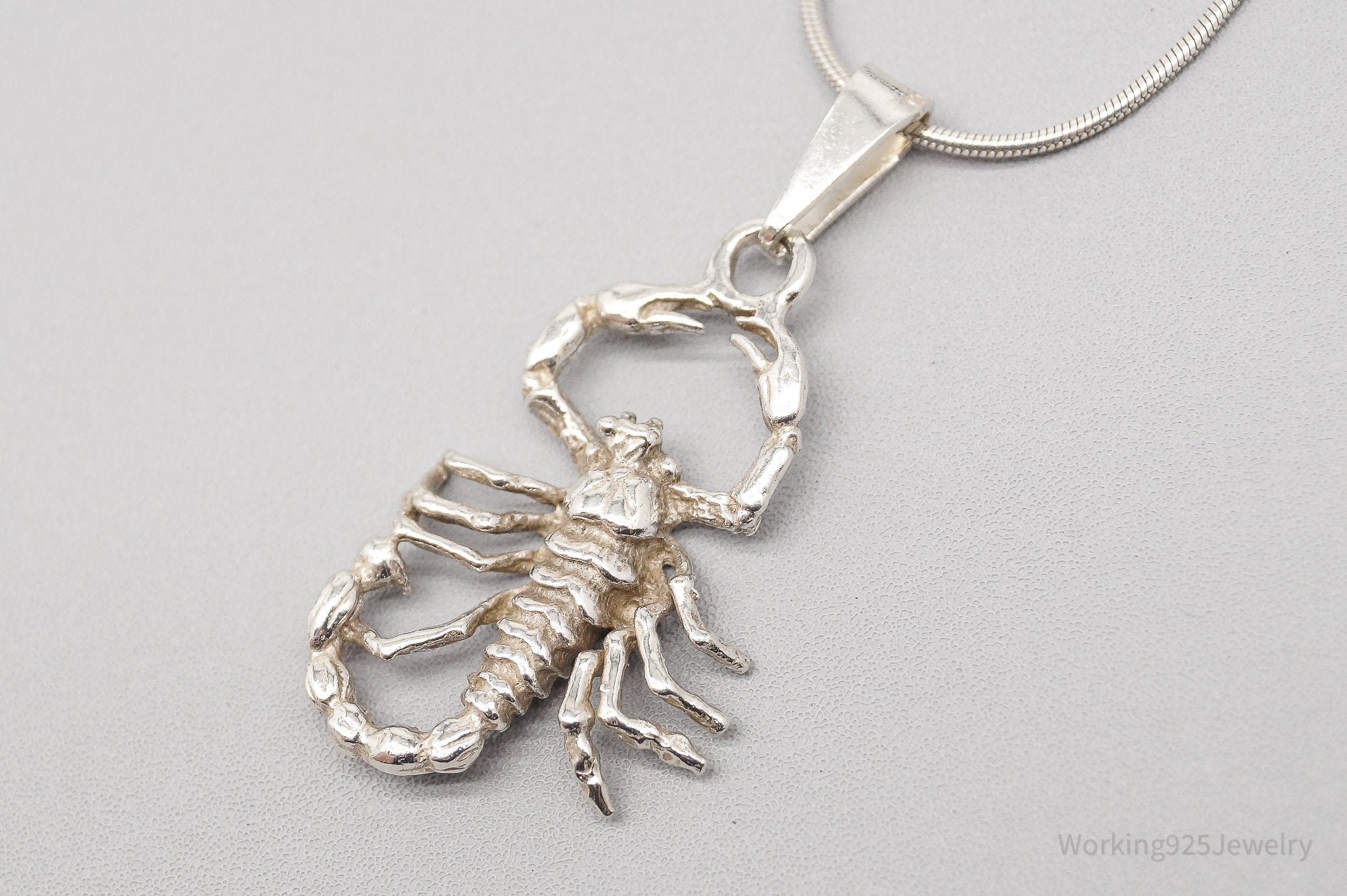 Vintage Scorpion Sterling Silver Necklace - 20"