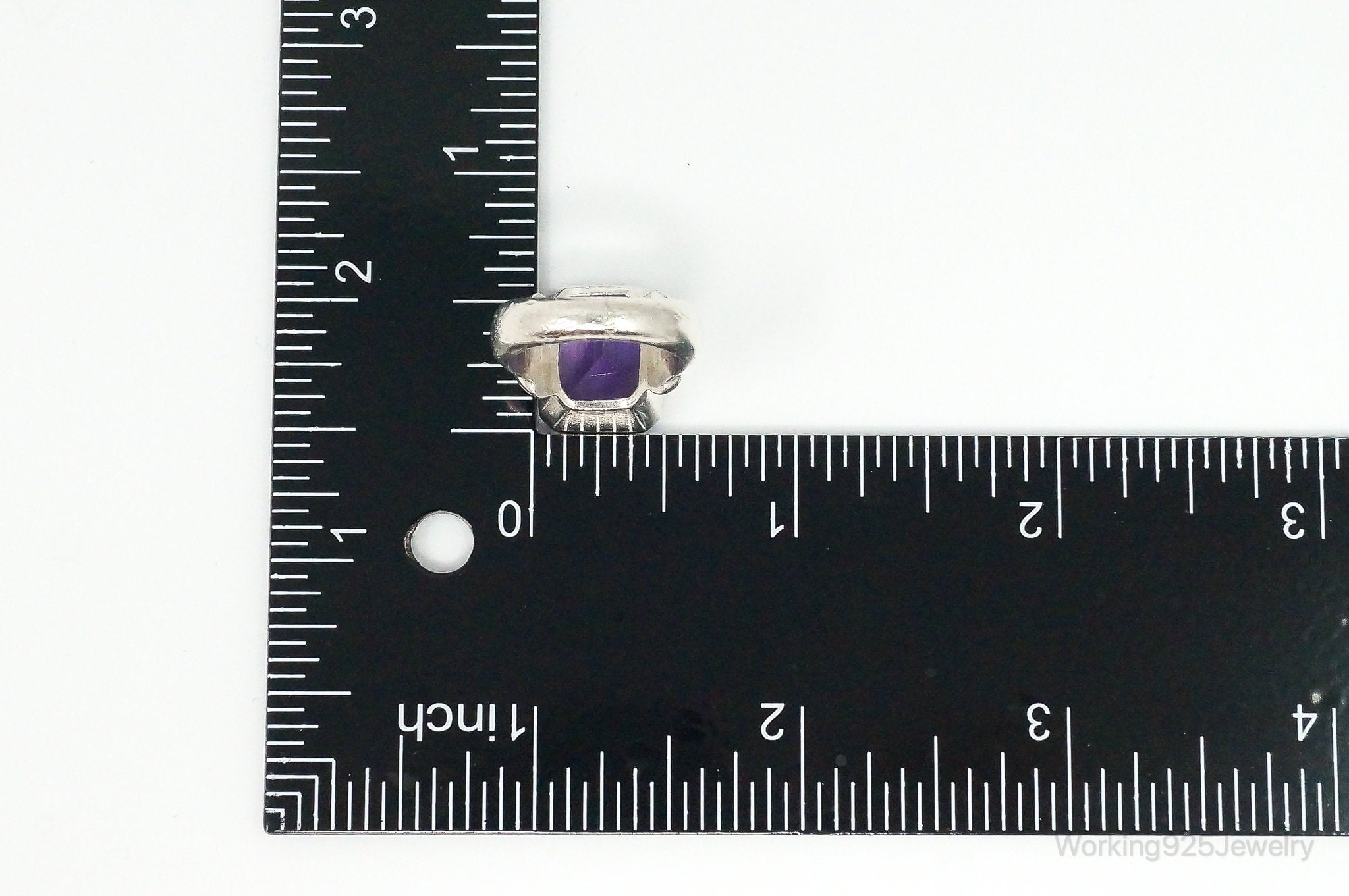 Vintage Large Amethyst Sterling Silver Ring - Size 5