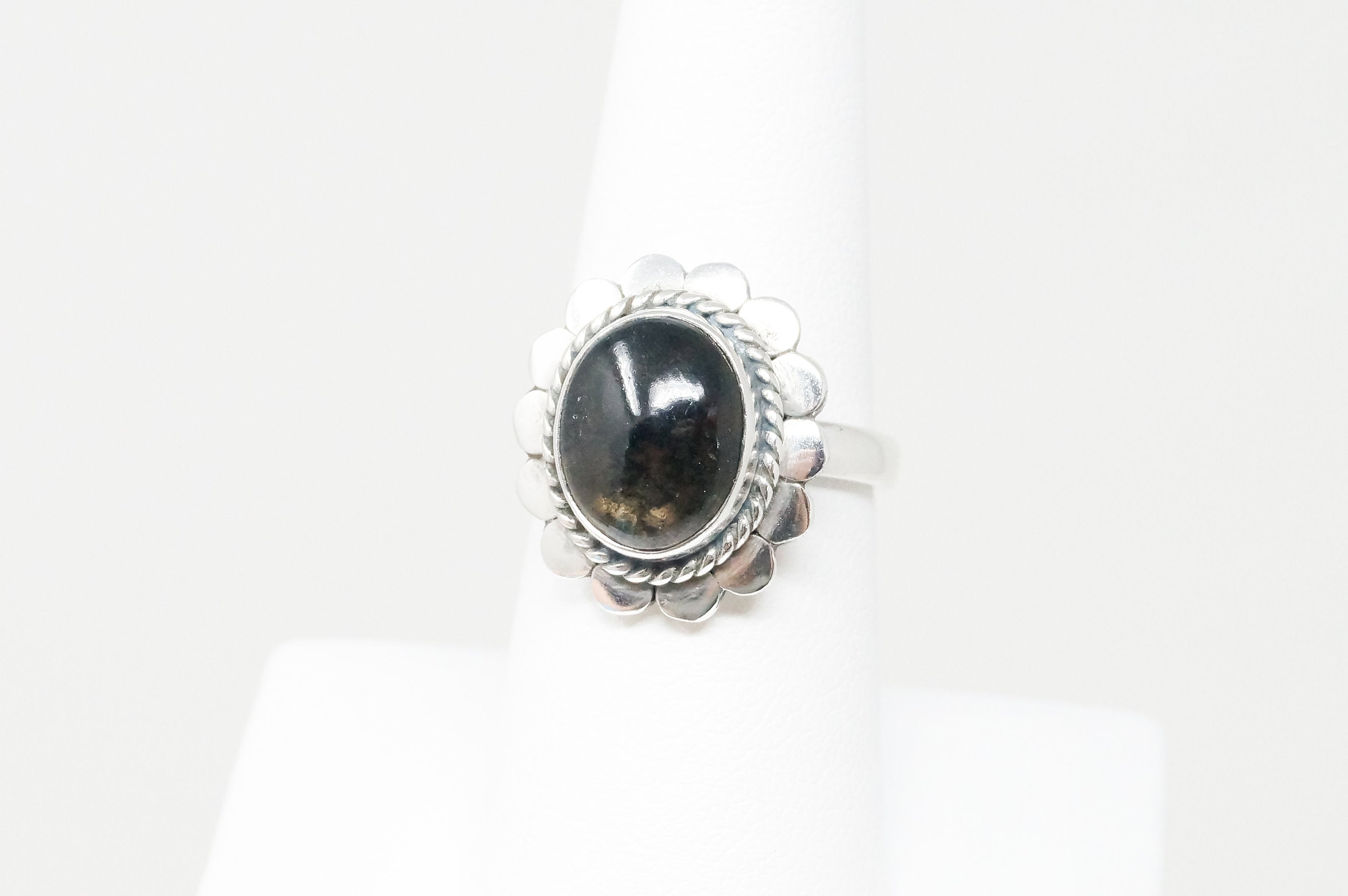 Vintage Smoky Topaz Flower Southwestern Sterling Silver Ring - Sz 7