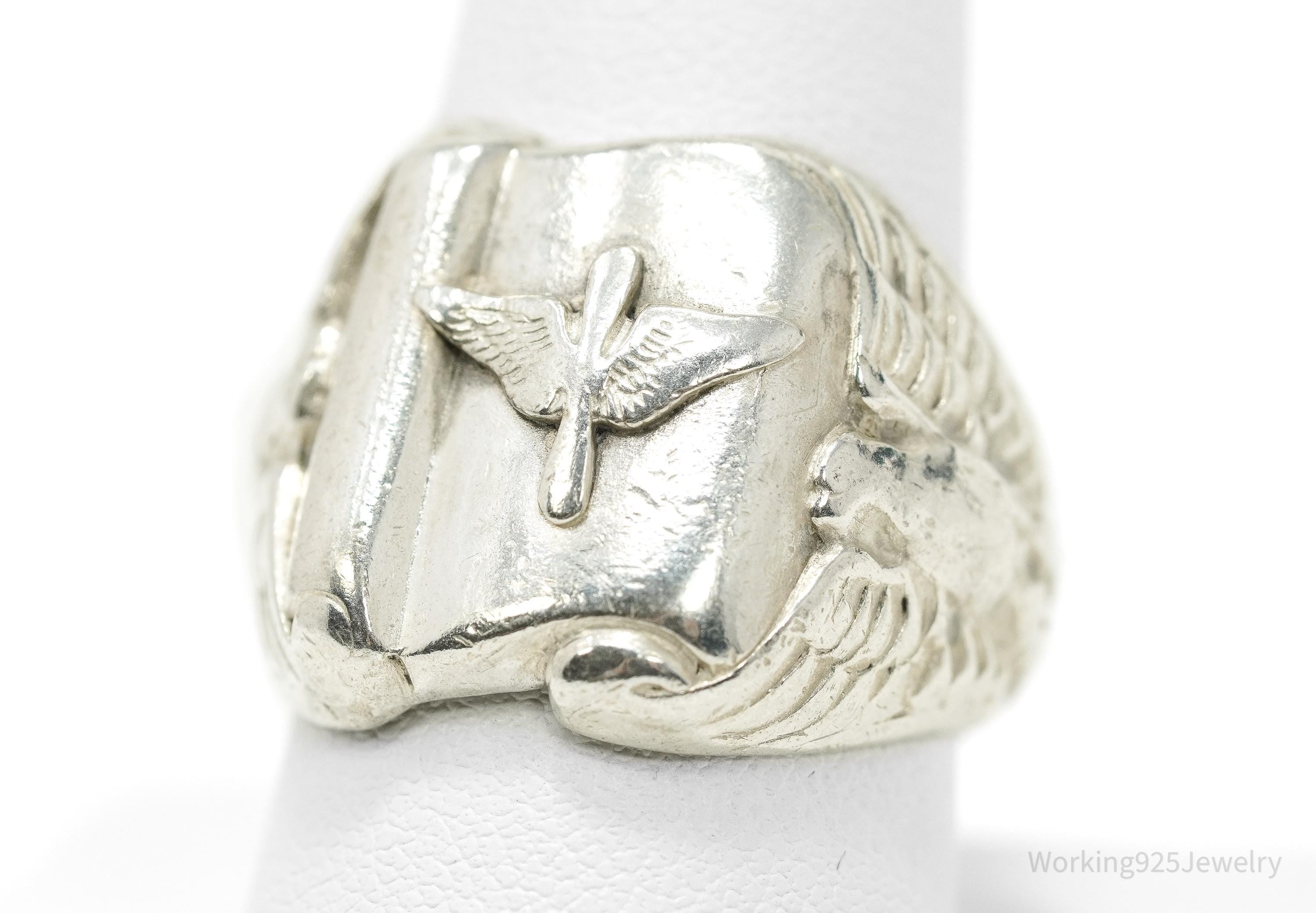 RARE Vintage WW2 US ARMY Air Force Sterling Silver Ring - Size 9.5