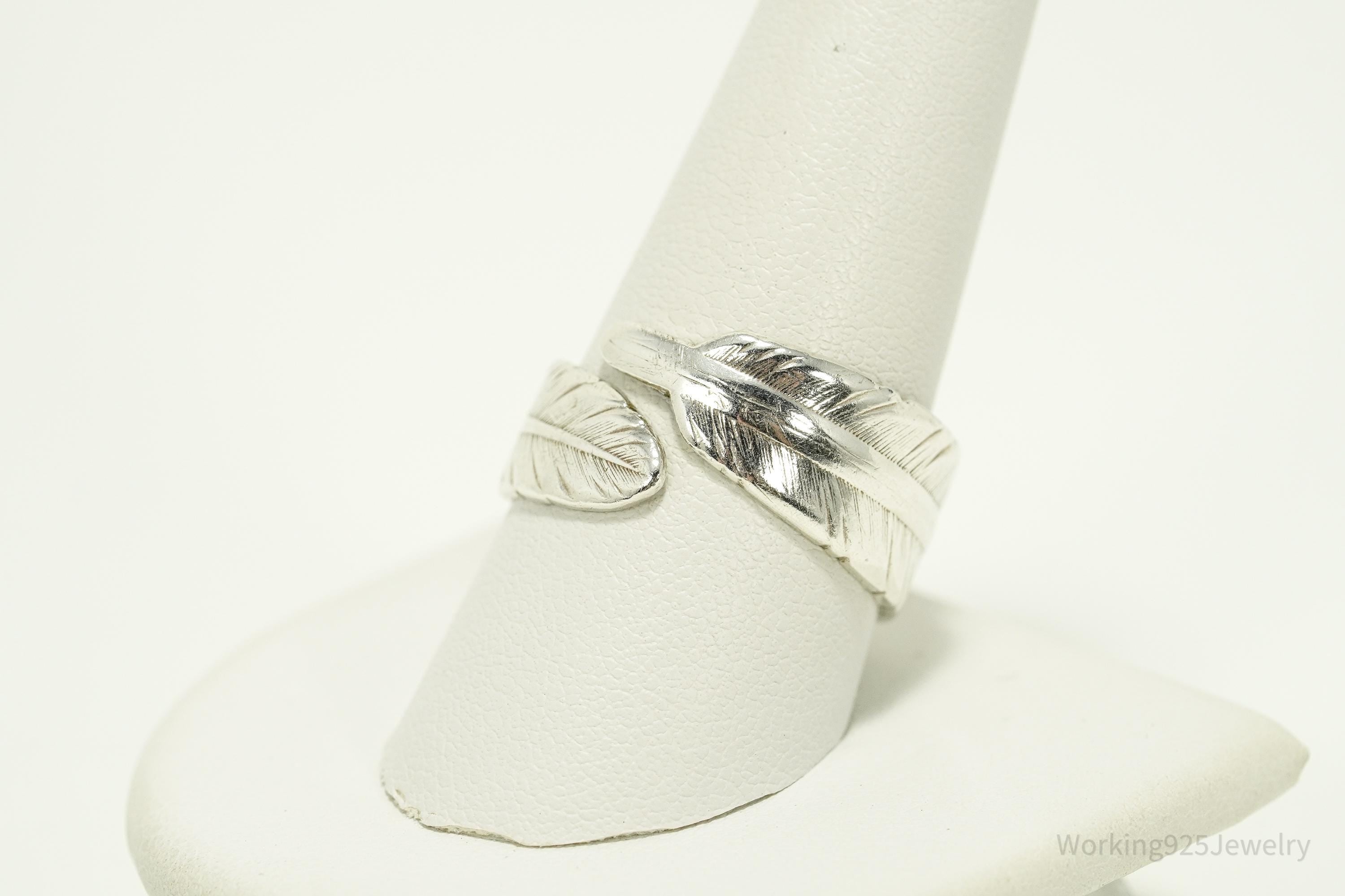 Vintage Feather Wrap Sterling Silver Ring - Size 10.5
