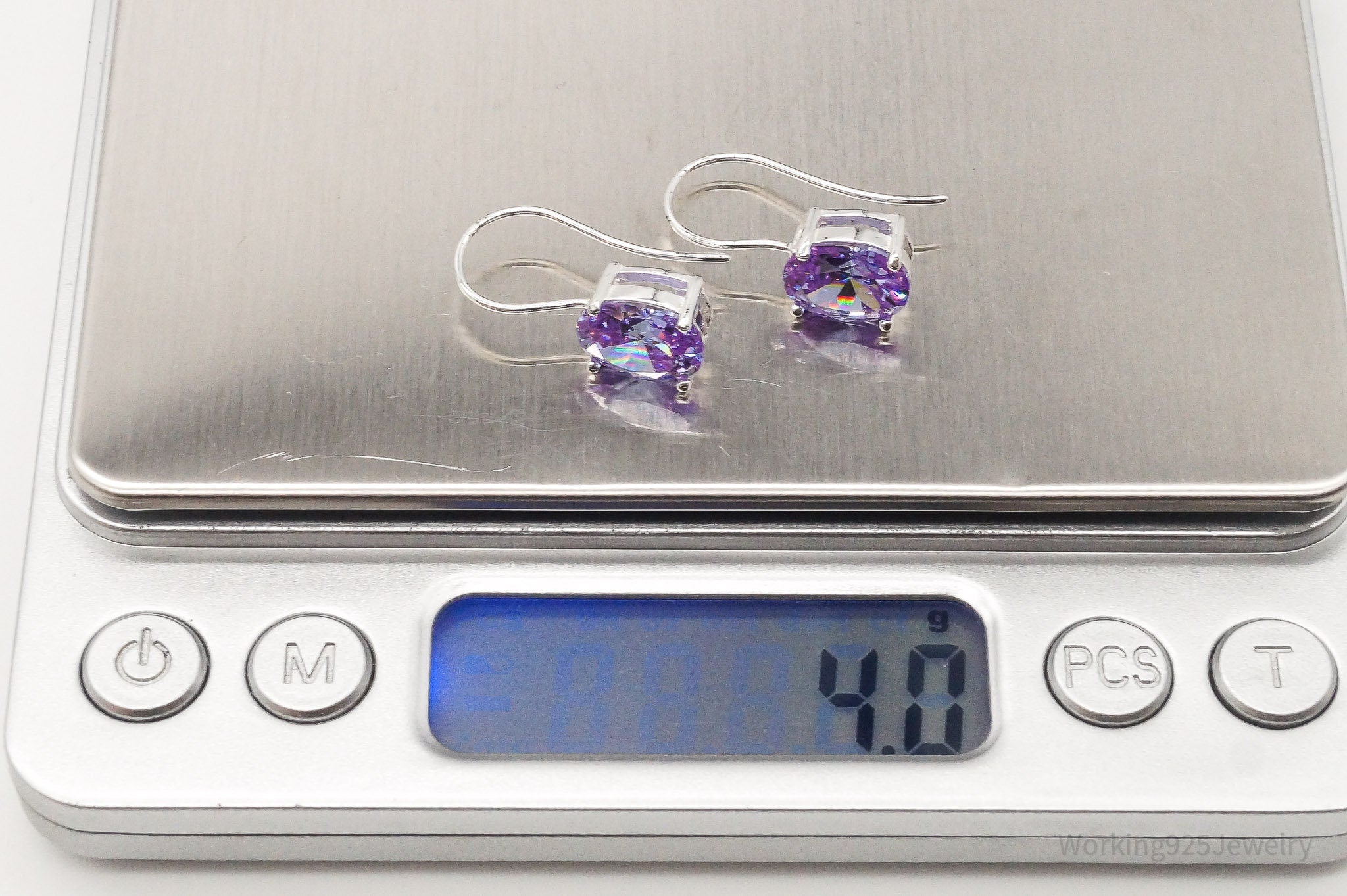 Vintage Purple Cubic Zirconia Sterling Silver Earrings