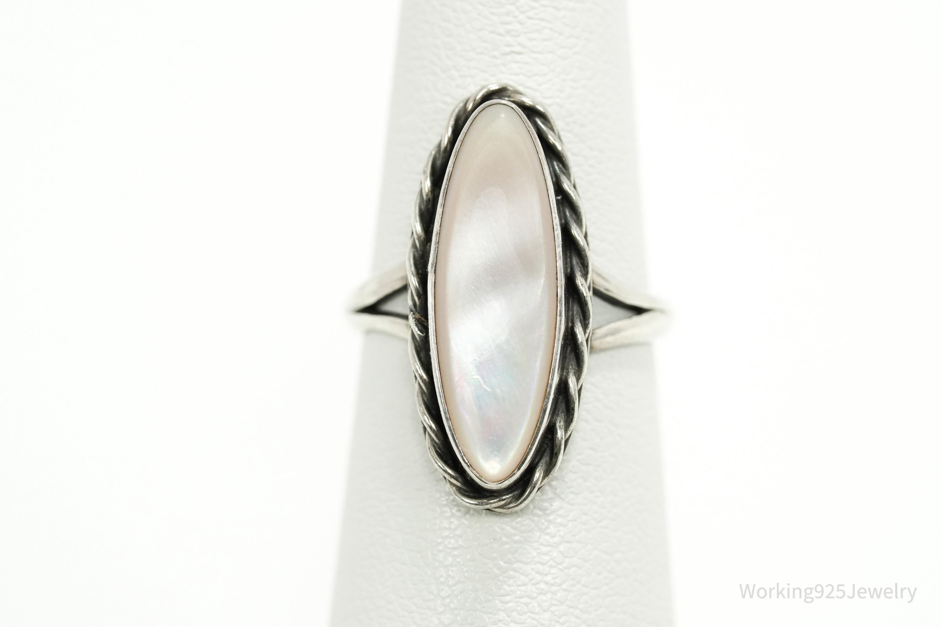 Vintage Native American Pink Mother Of Pearl Sterling Silver Ring Size 5