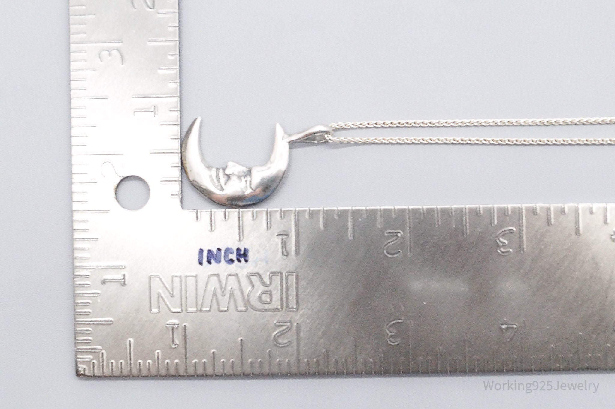 Vintage 1991 Smiling Moon Sterling Silver Necklace 20"