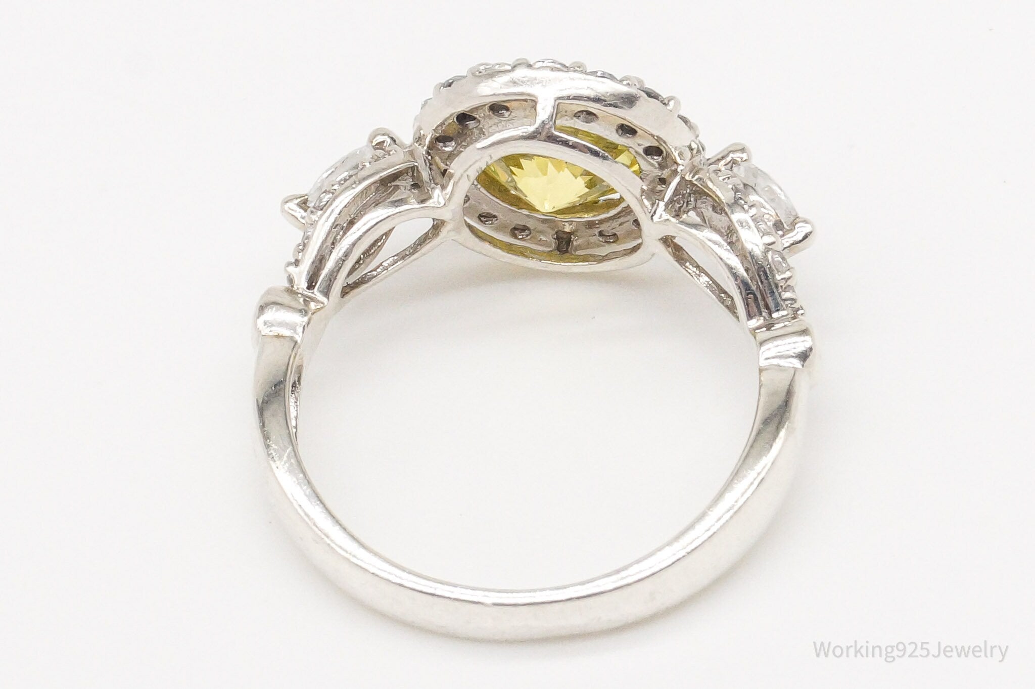 Designer D'manis Yellow & White Cubic Zirconia Sterling Silver Ring - Size 7