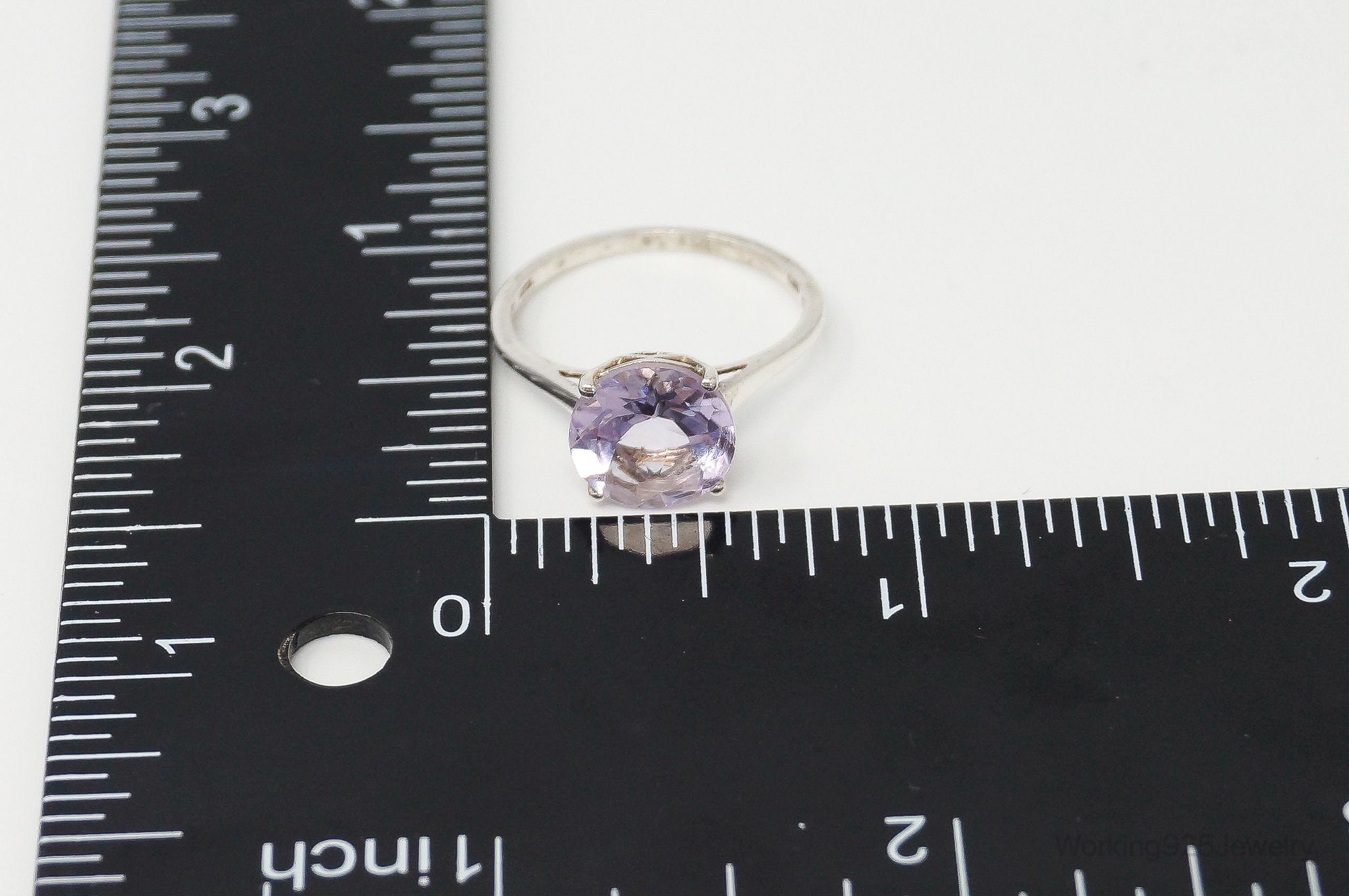 Vintage Large Amethyst Sterling Silver Ring - Size 8