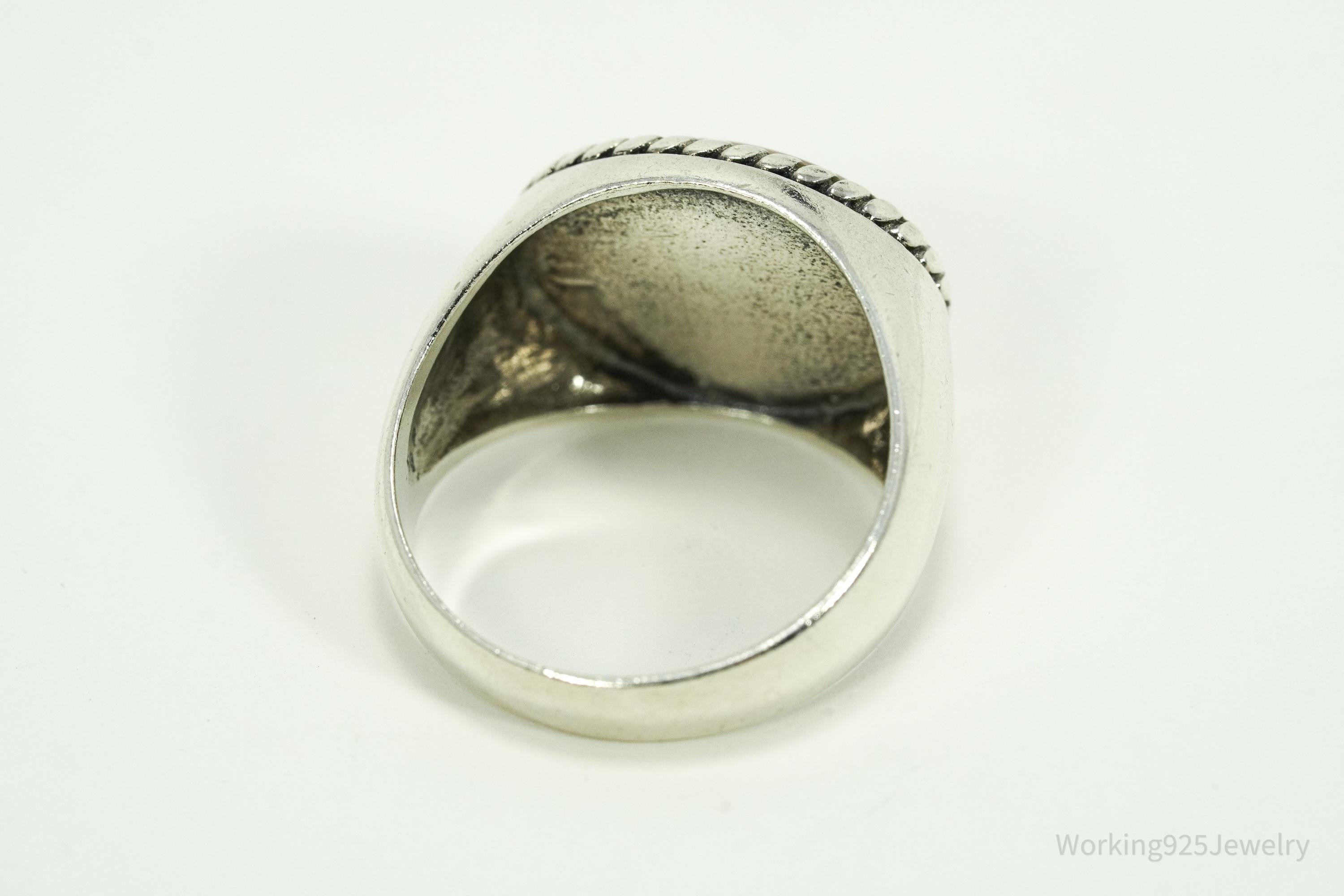 Vintage Pink Mother Of Pearl Sterling Silver Ring - Size 9