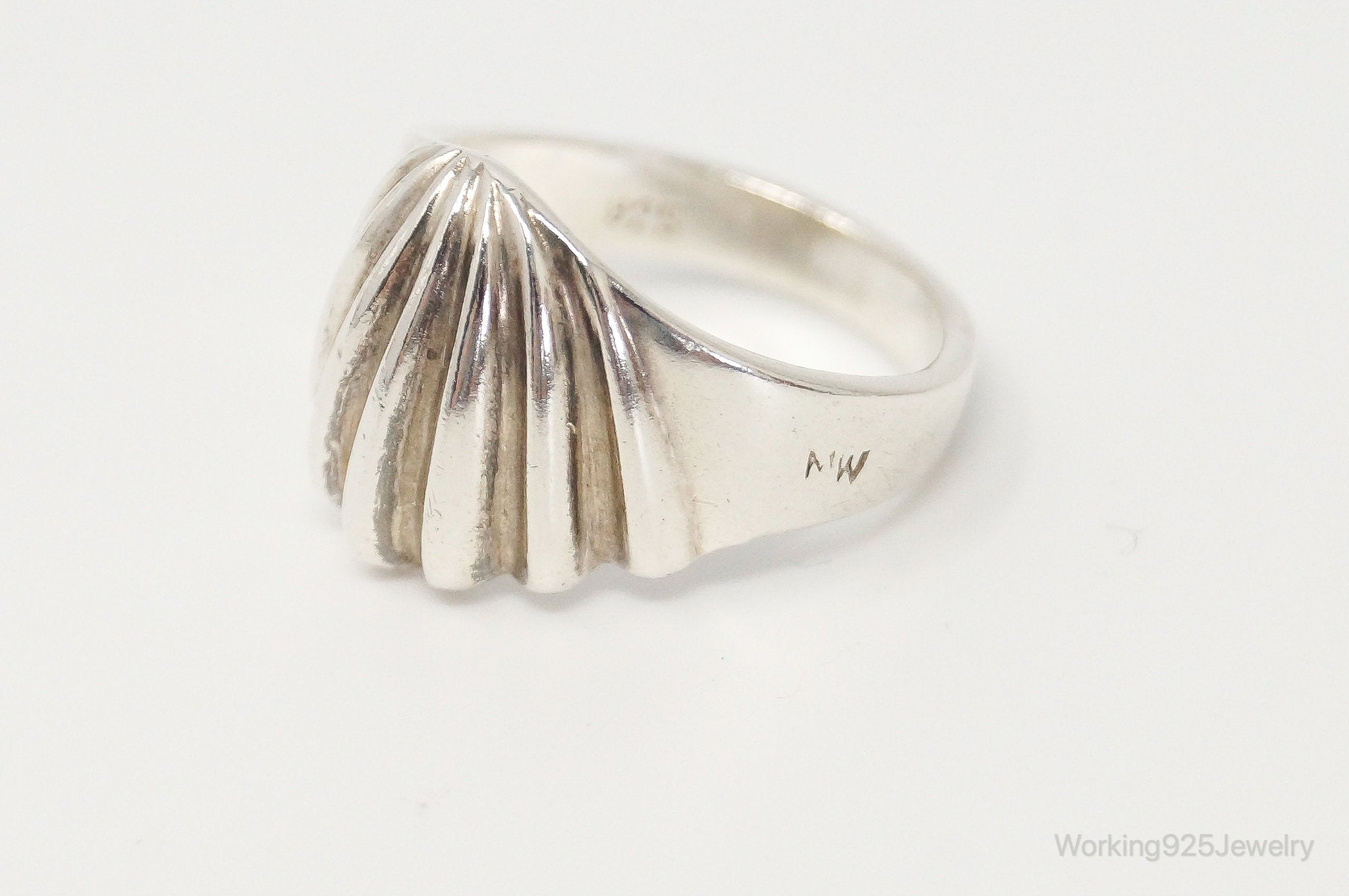 Vintage Modernist Style Sterling Silver Ring - SZ 8