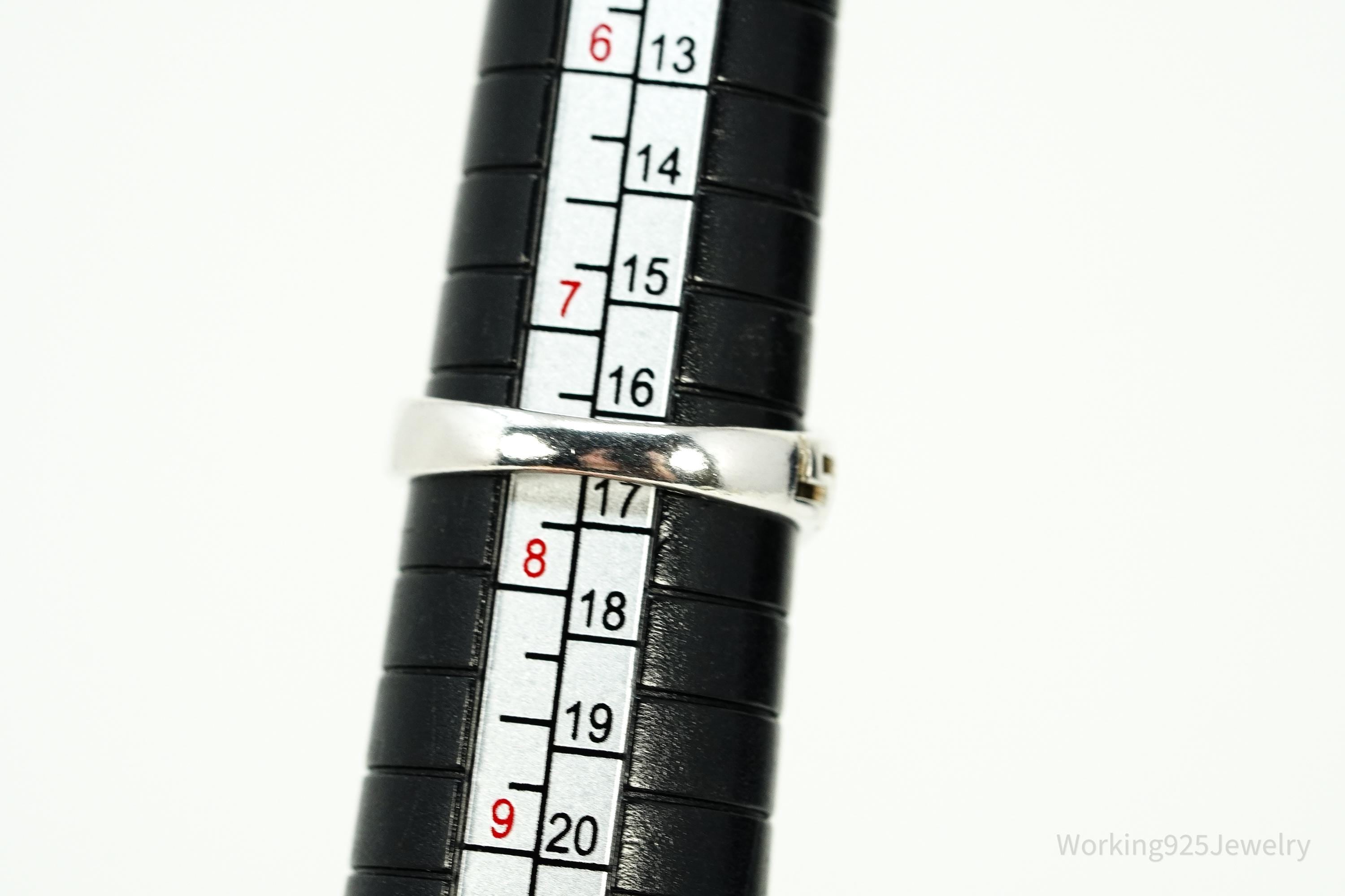 Vintage Blue Lapis Lazuli Sterling Silver Ring - Size 7.5