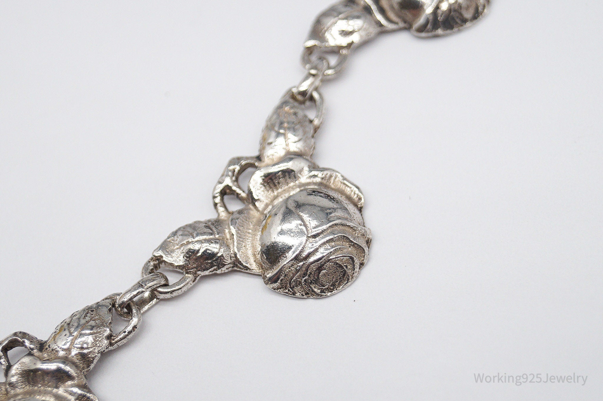 Antique Linked Roses 800 Silver Necklace 16"