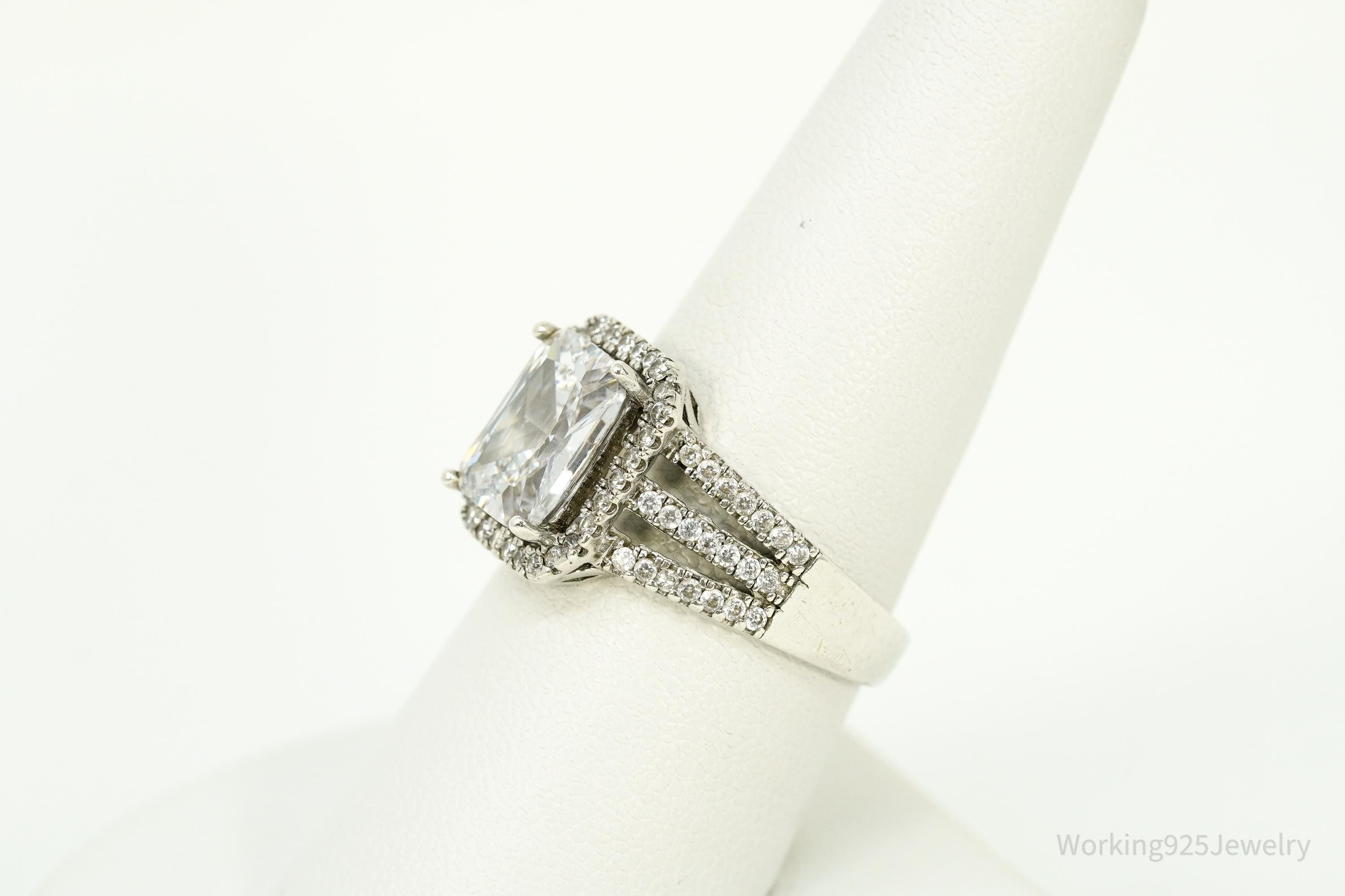 Vintage Cubic Zirconia Sterling Silver Ring Size 8.25
