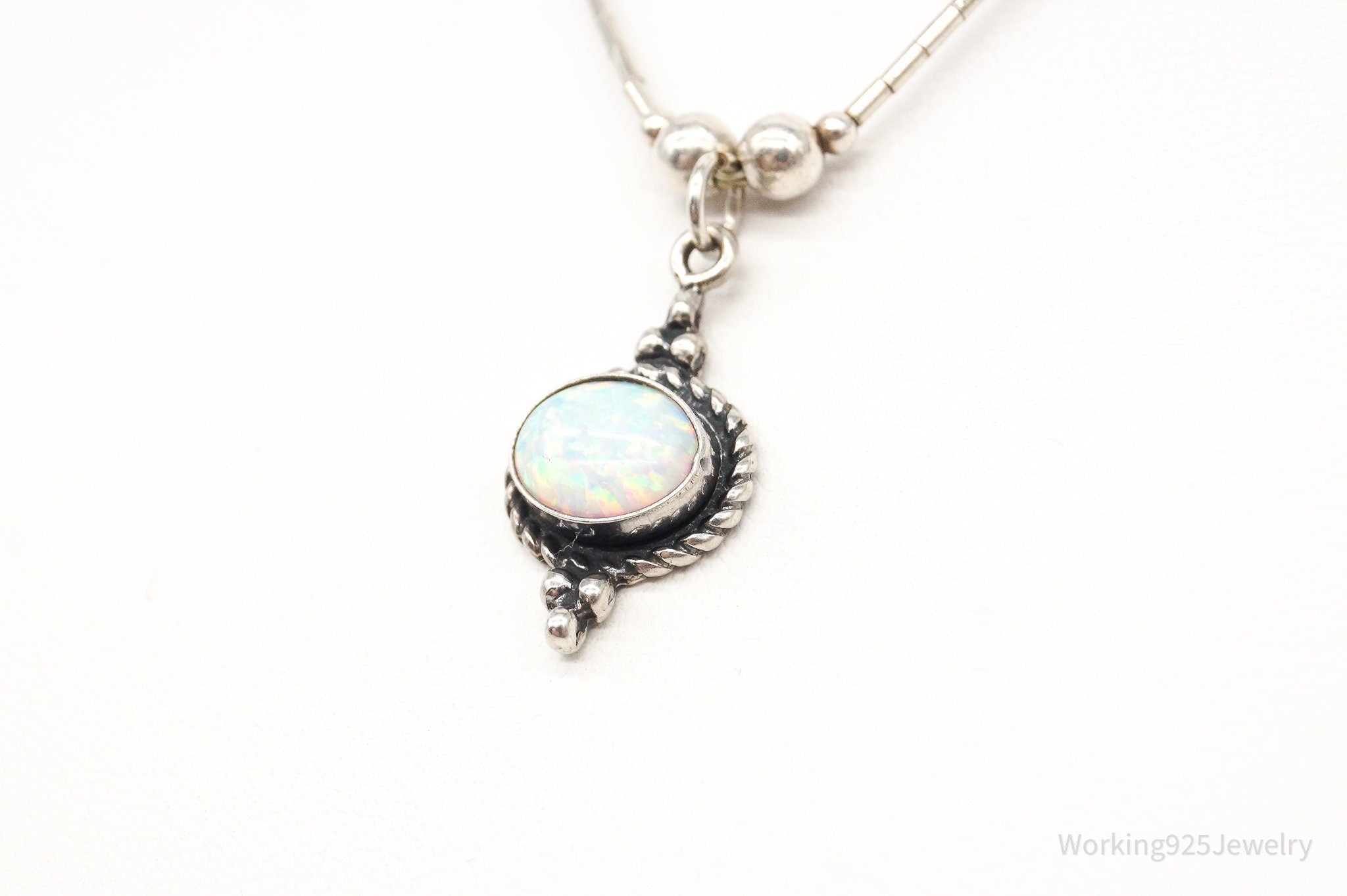 Vintage White Opal Southwestern Sterling Silver Necklace