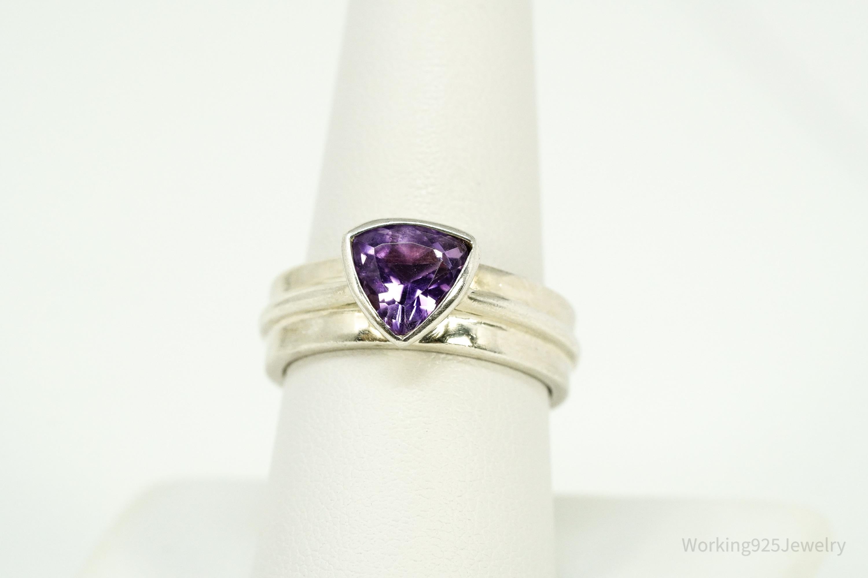 Vintage Amethyst Sterling Silver Ring - Size 9