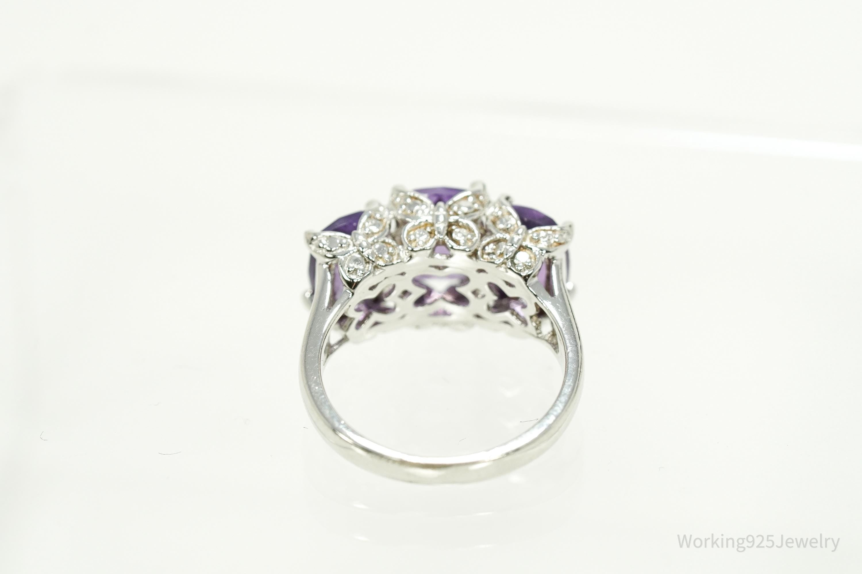 Designer BBJ Purple Amethyst Sterling Silver Ring - Size 5
