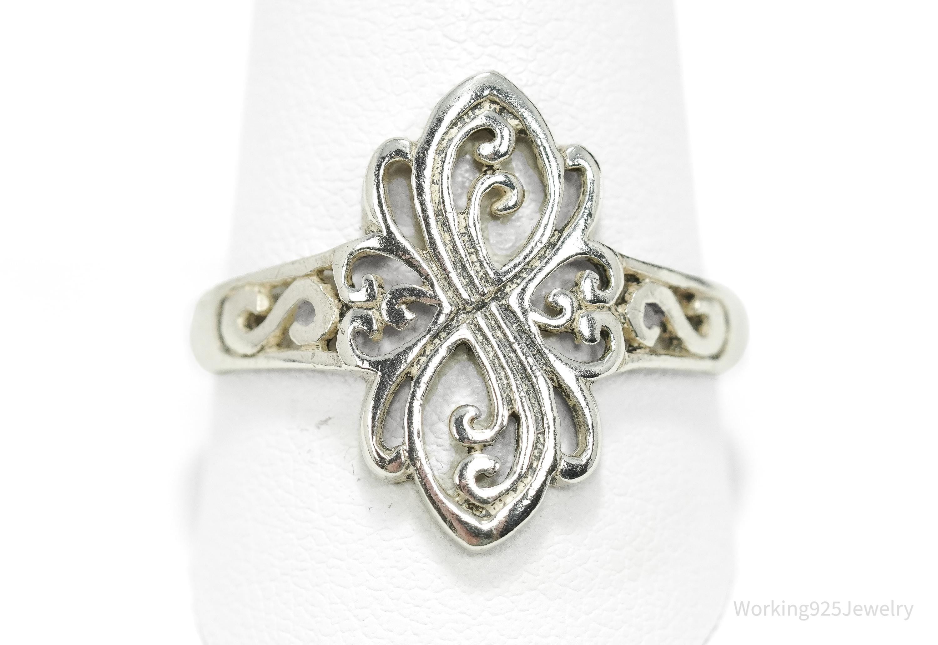 Vintage Ornate Sterling Silver Ring - Size 11.25