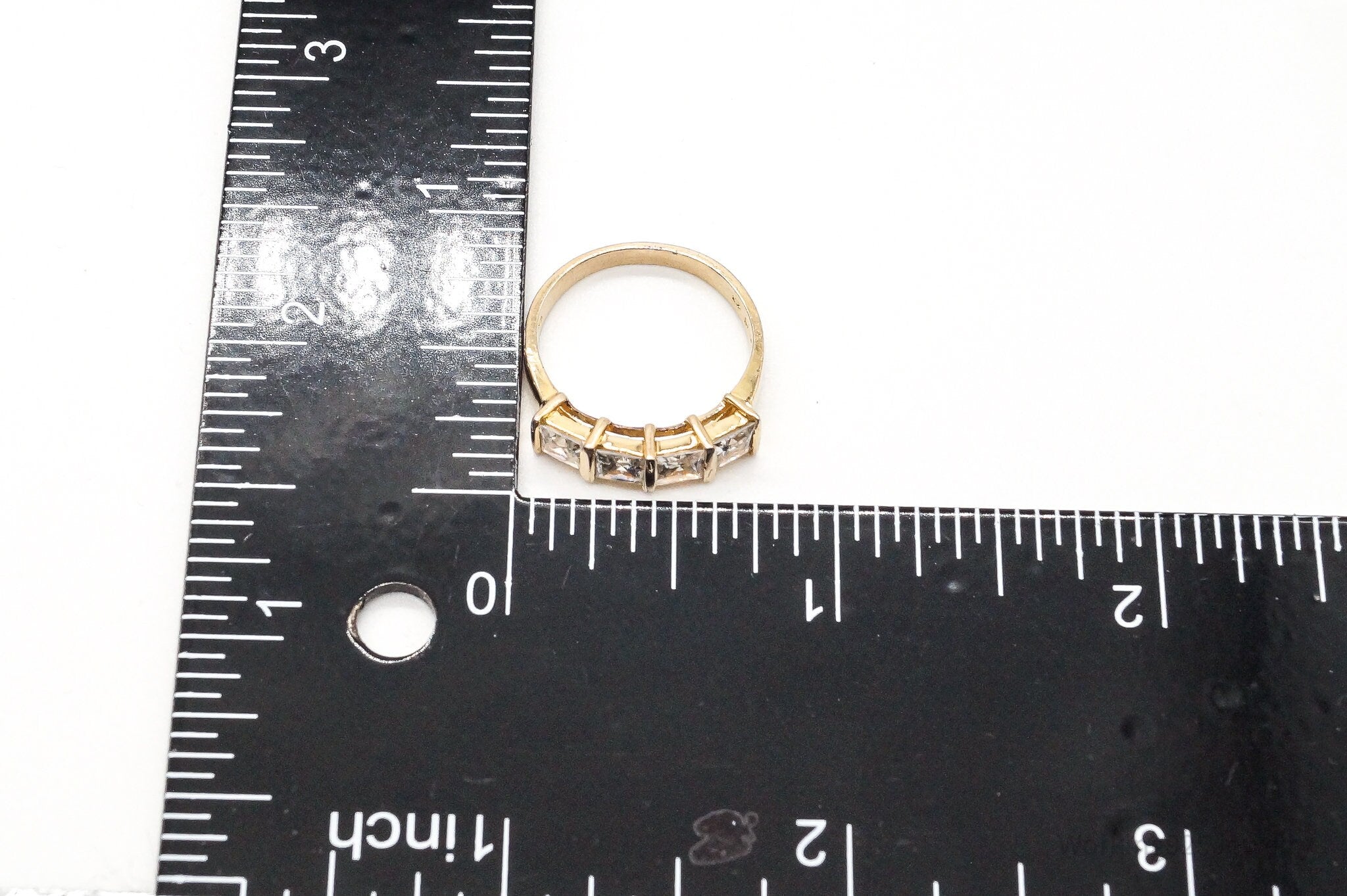 Vintage Cubic Zirconia Gold Vermeil Sterling Silver Ring - Size 6.75