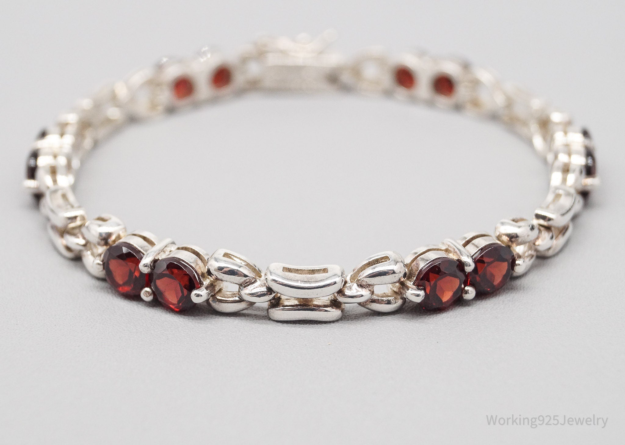 Vintage Red Garnet Sterling Silver Bracelet