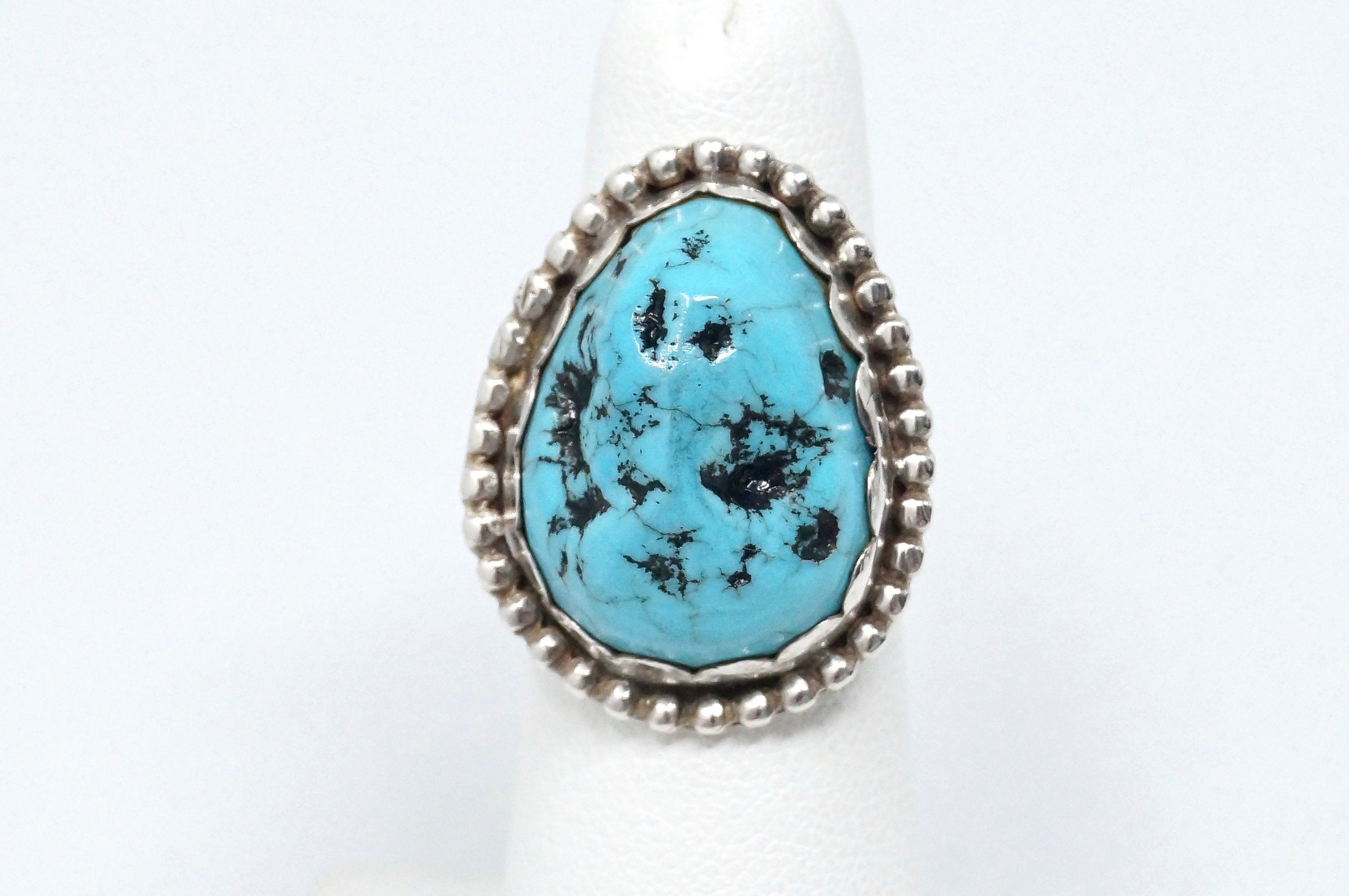 Vtg Native American Navajo Mary Morgan Turquoise Sterling Silver Ring Sz 5.25