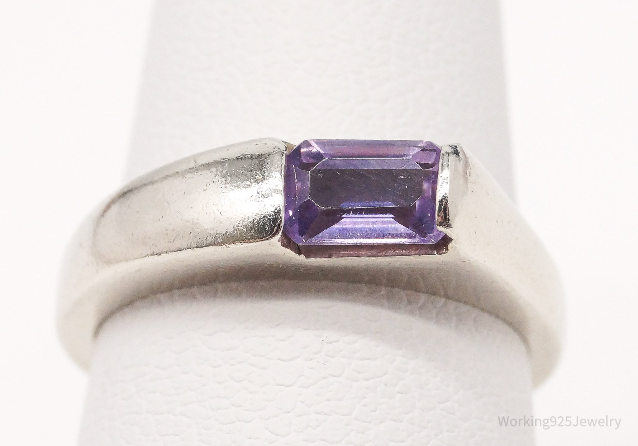 Vintage Amethyst Sterling Silver Ring - Size 6.25