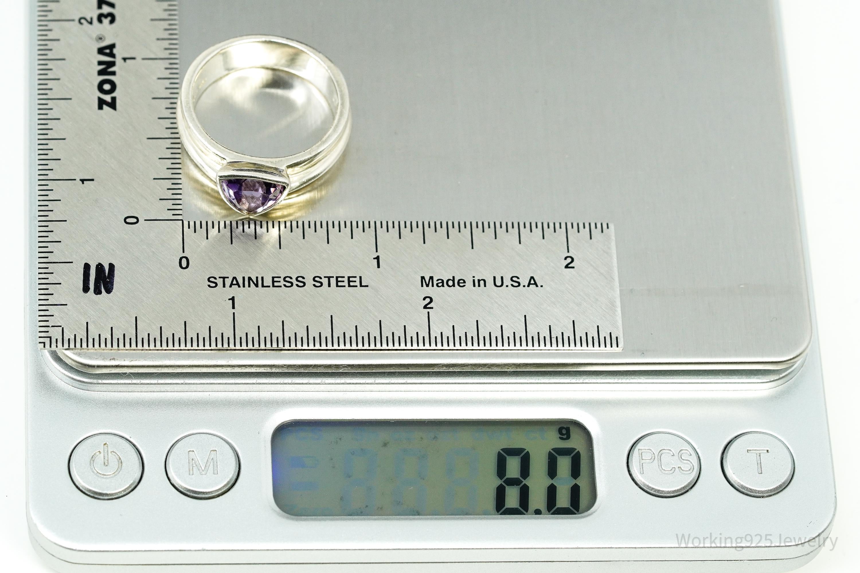 Vintage Amethyst Sterling Silver Ring - Size 9