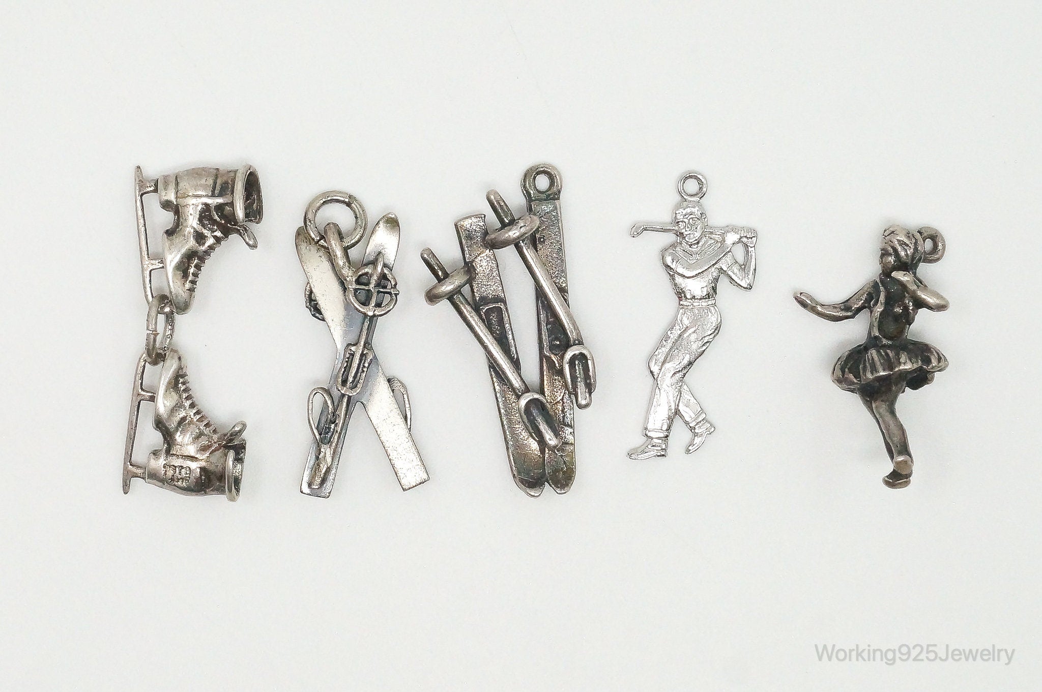 Vintage Sports Hobbies Sterling Silver Charms Lot