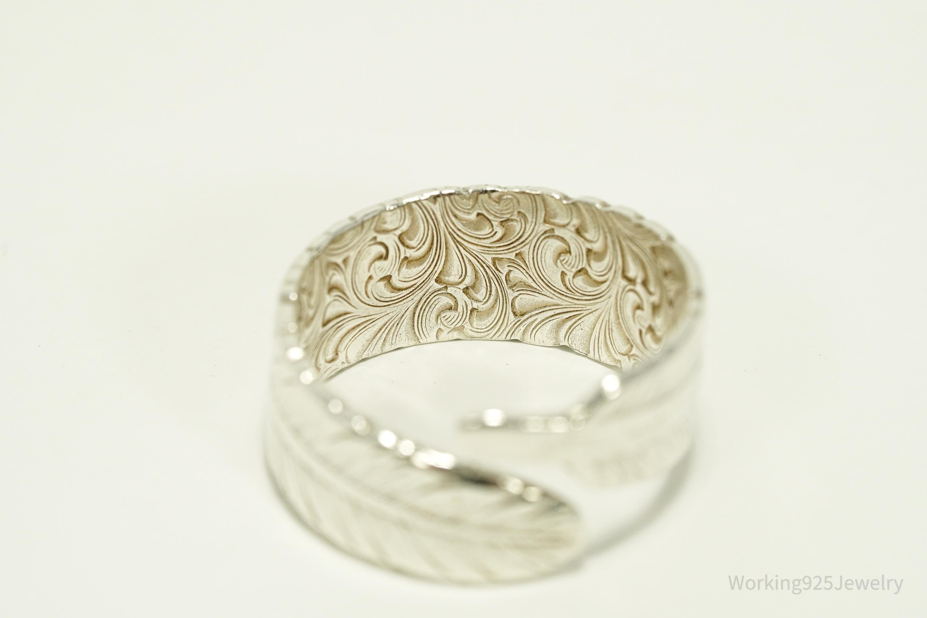 Vintage Feather Wrap Sterling Silver Ring - Size 10.5