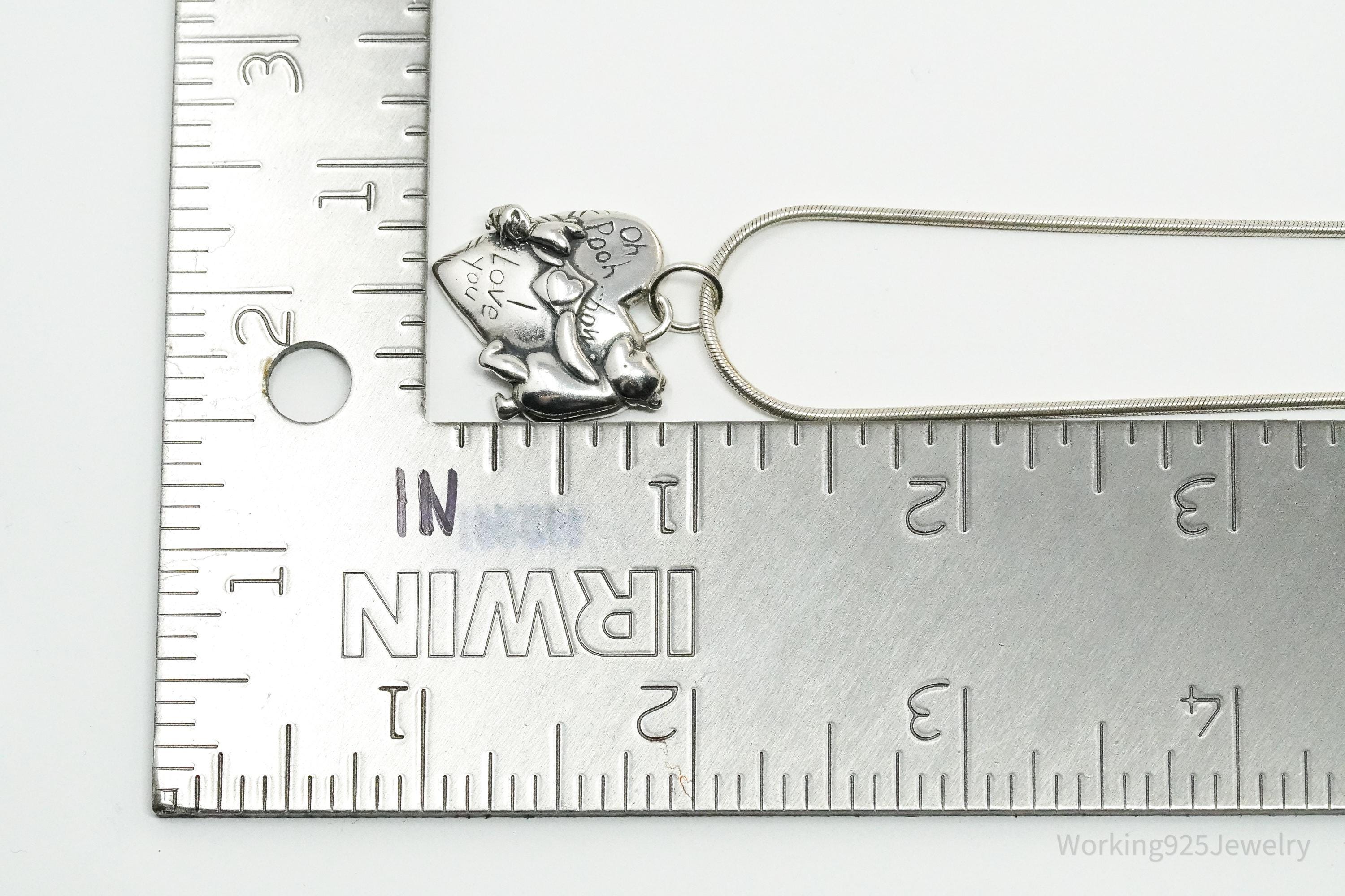 Vintage Walt Disney Winnie The Pooh & Piglet Sterling Silver Necklace 18"