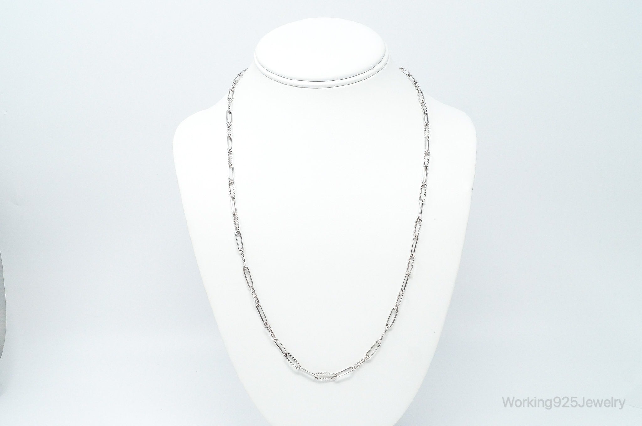 Vintage Modernist Link Sterling Silver Chain Necklace