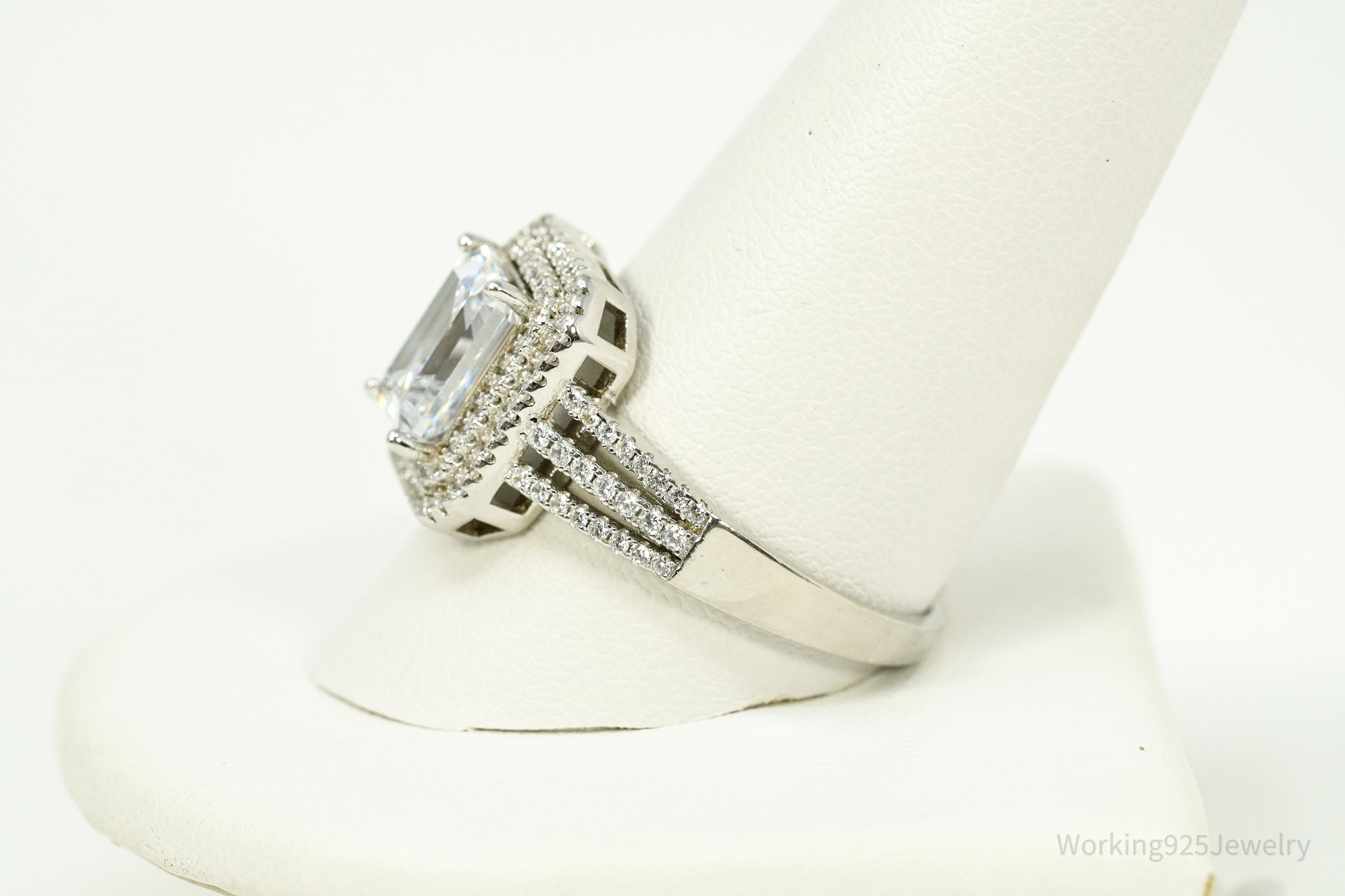 Vintage Cubic Zirconia Sterling Silver Ring Size 12.25