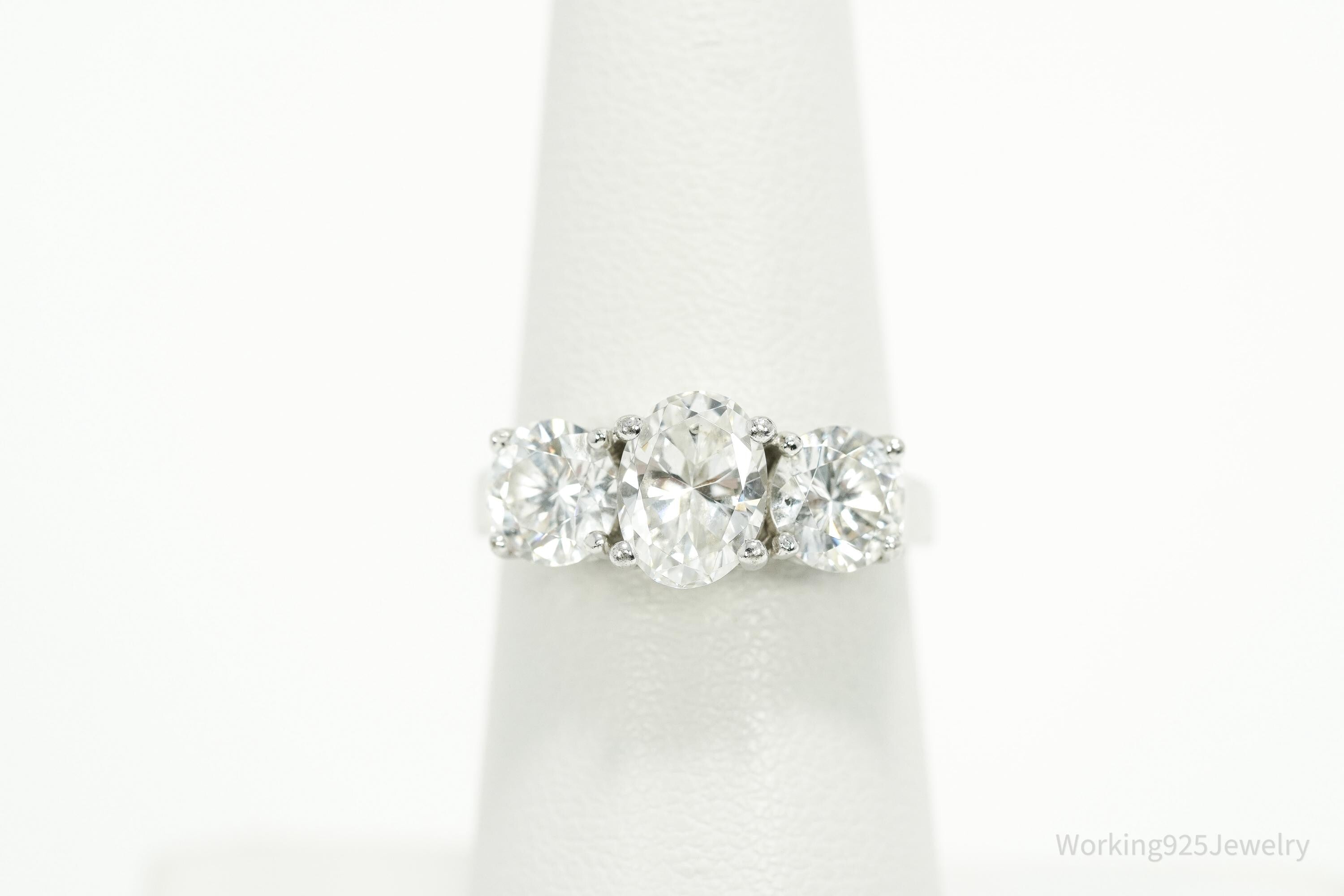 Vintage Cubic Zirconia Sterling Silver Ring - Size 6