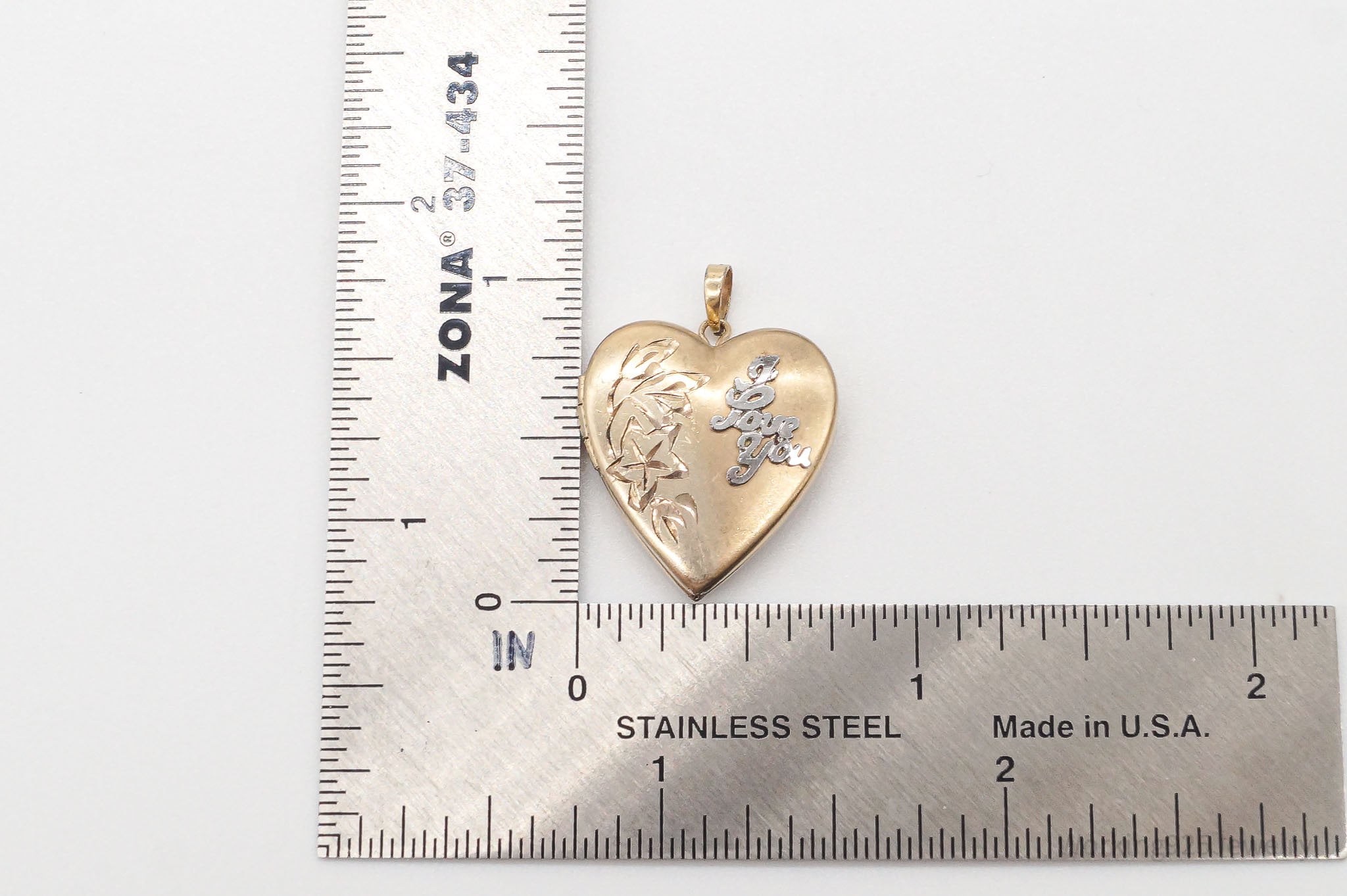 Vintage 14K Gold Filled "I Love You" Heart Locket Pendant