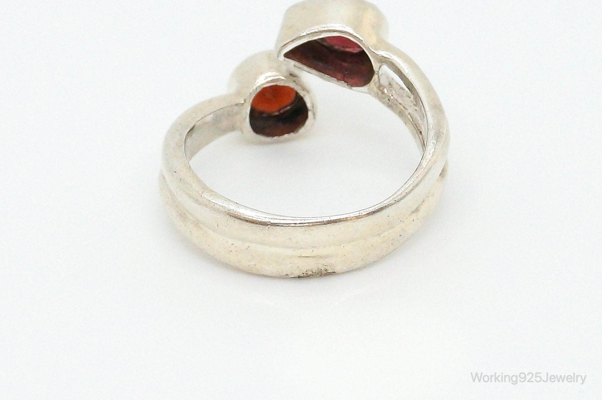 Vintage Garnet Sterling Silver Wrap Ring - Size 9.75 Adjustable