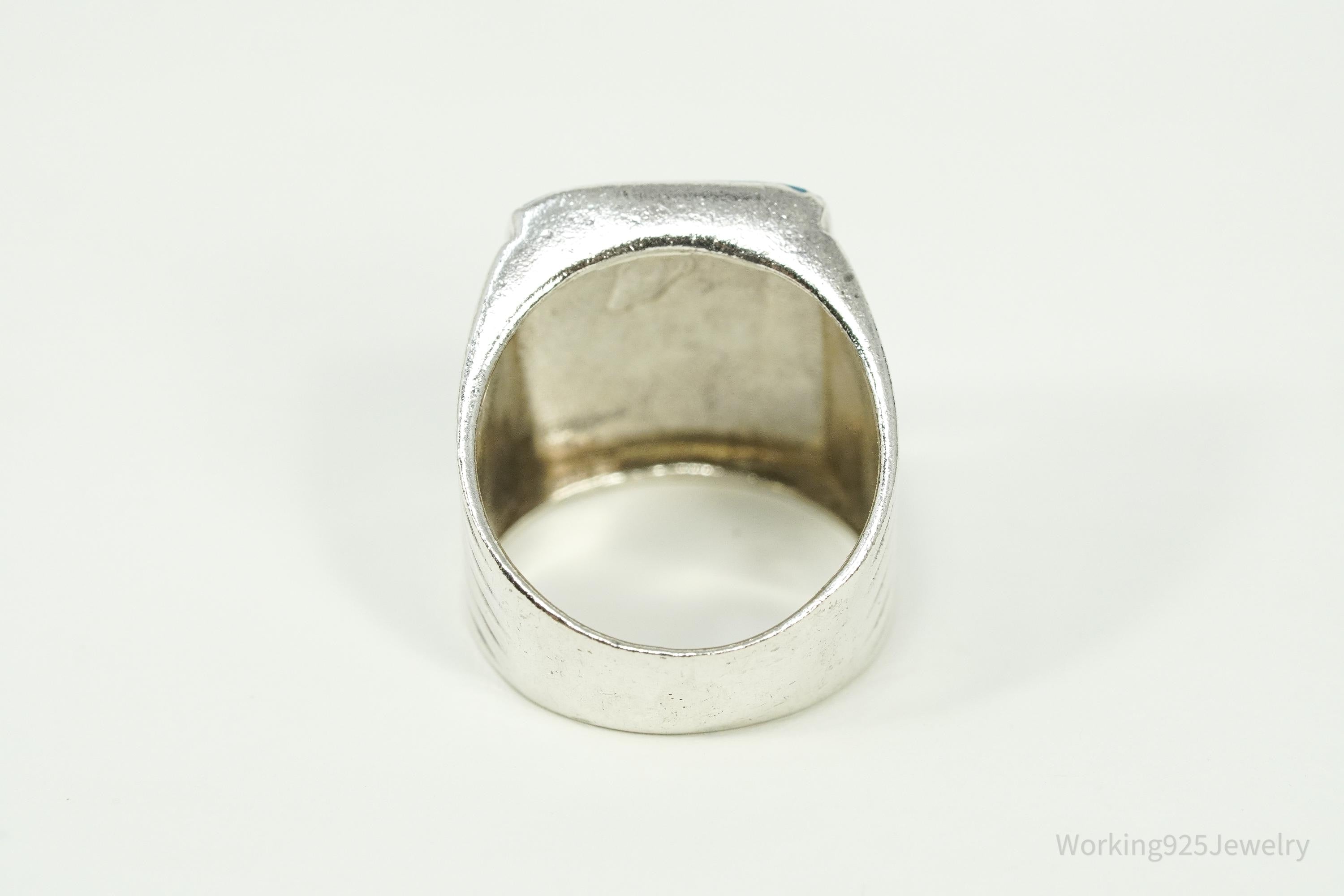 Vintage Opal Inlay Sterling Silver Ring - Size 7.25